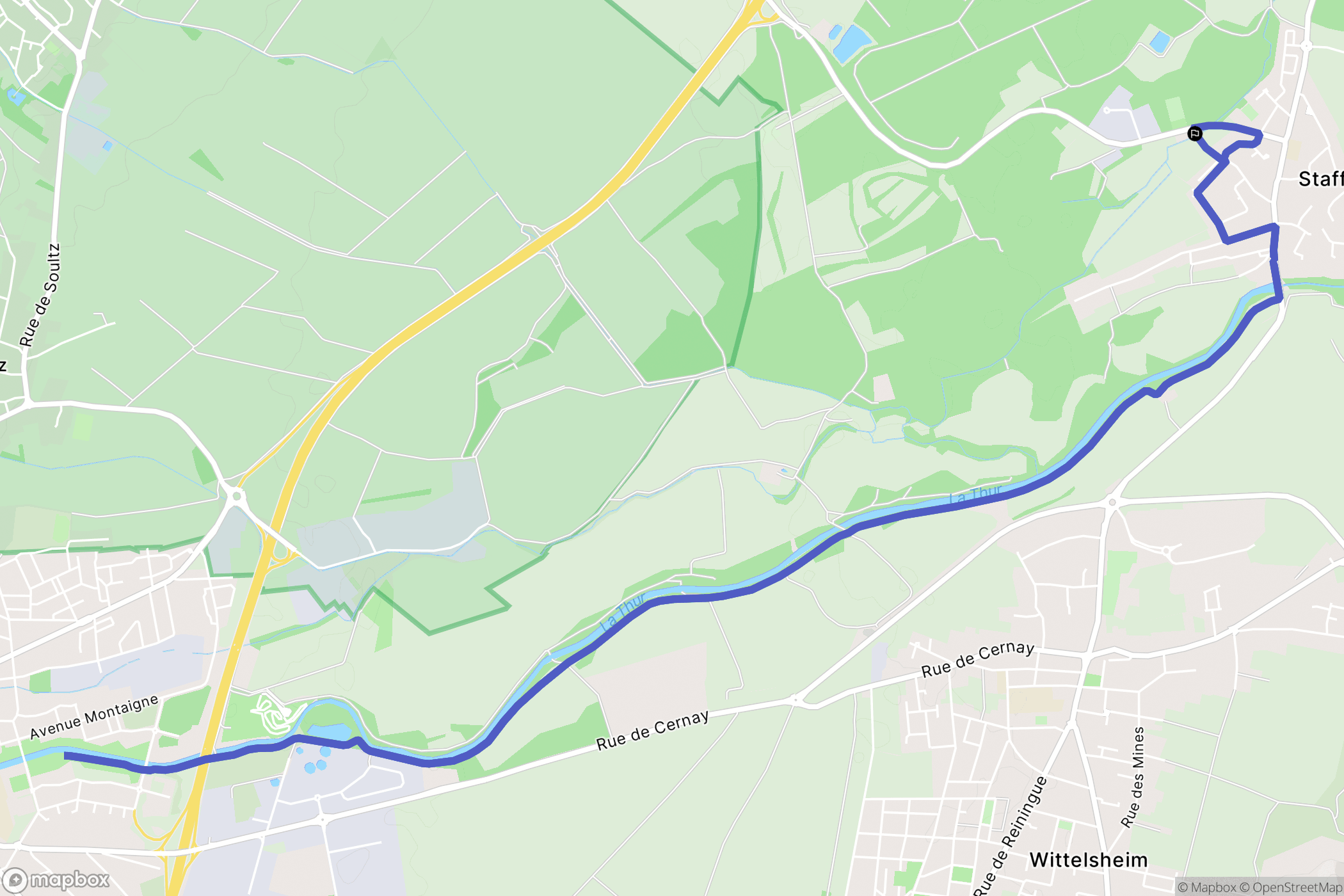 Staffelfelden : carte du parcours de randonnée - France
