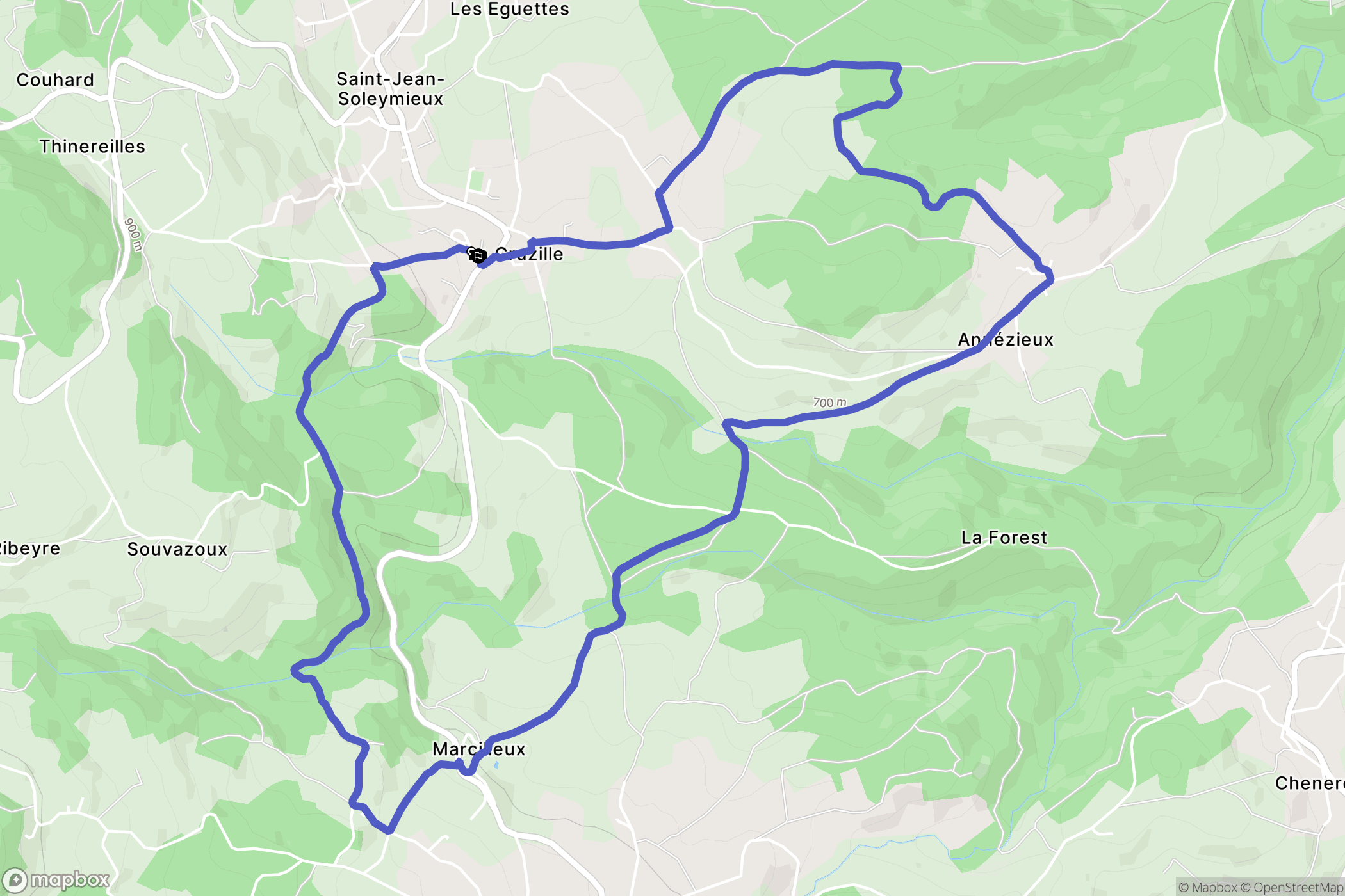 Saint-Jean-Soleymieux : carte du parcours de randonnée - France