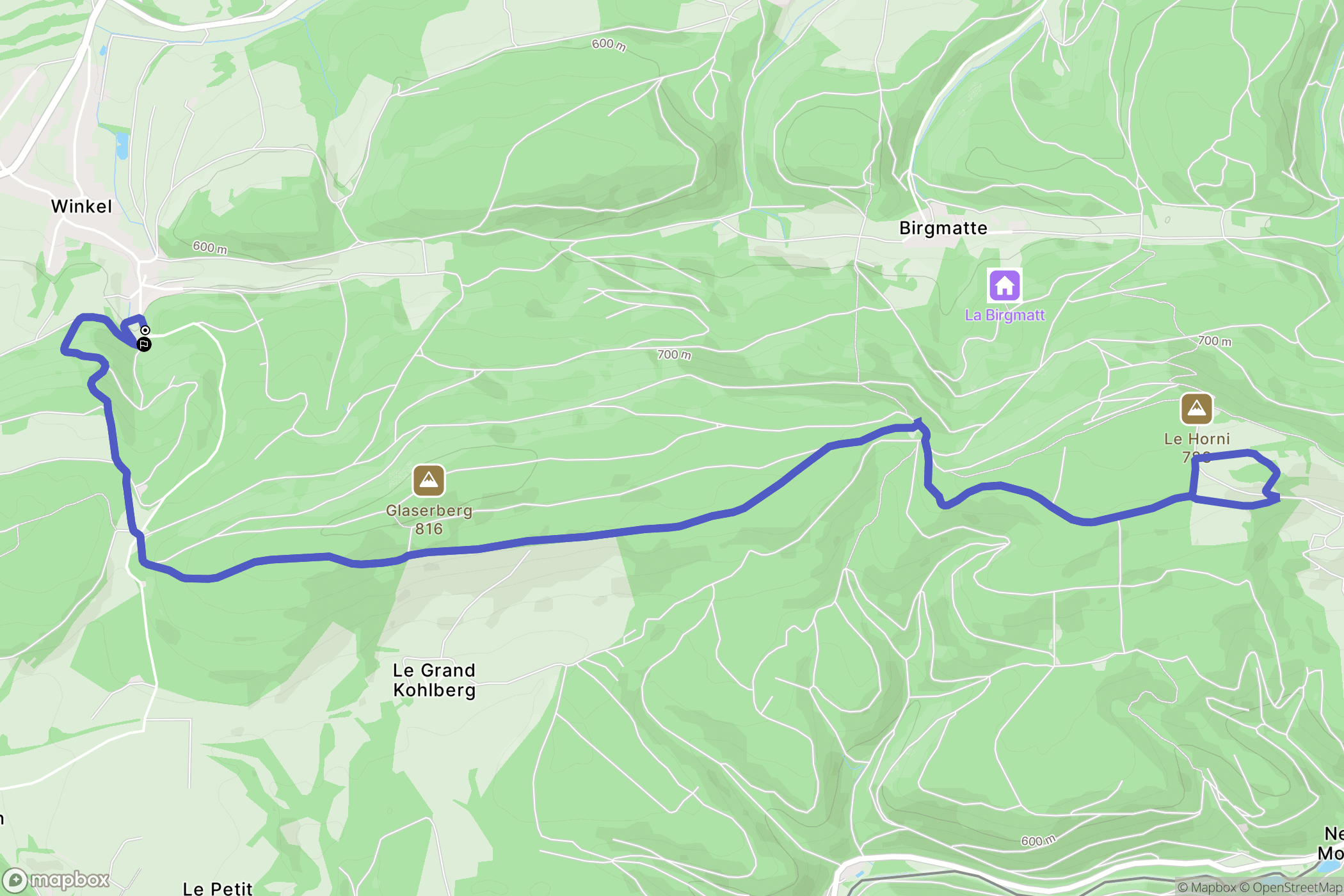 Winkel : carte du parcours de randonnée - France