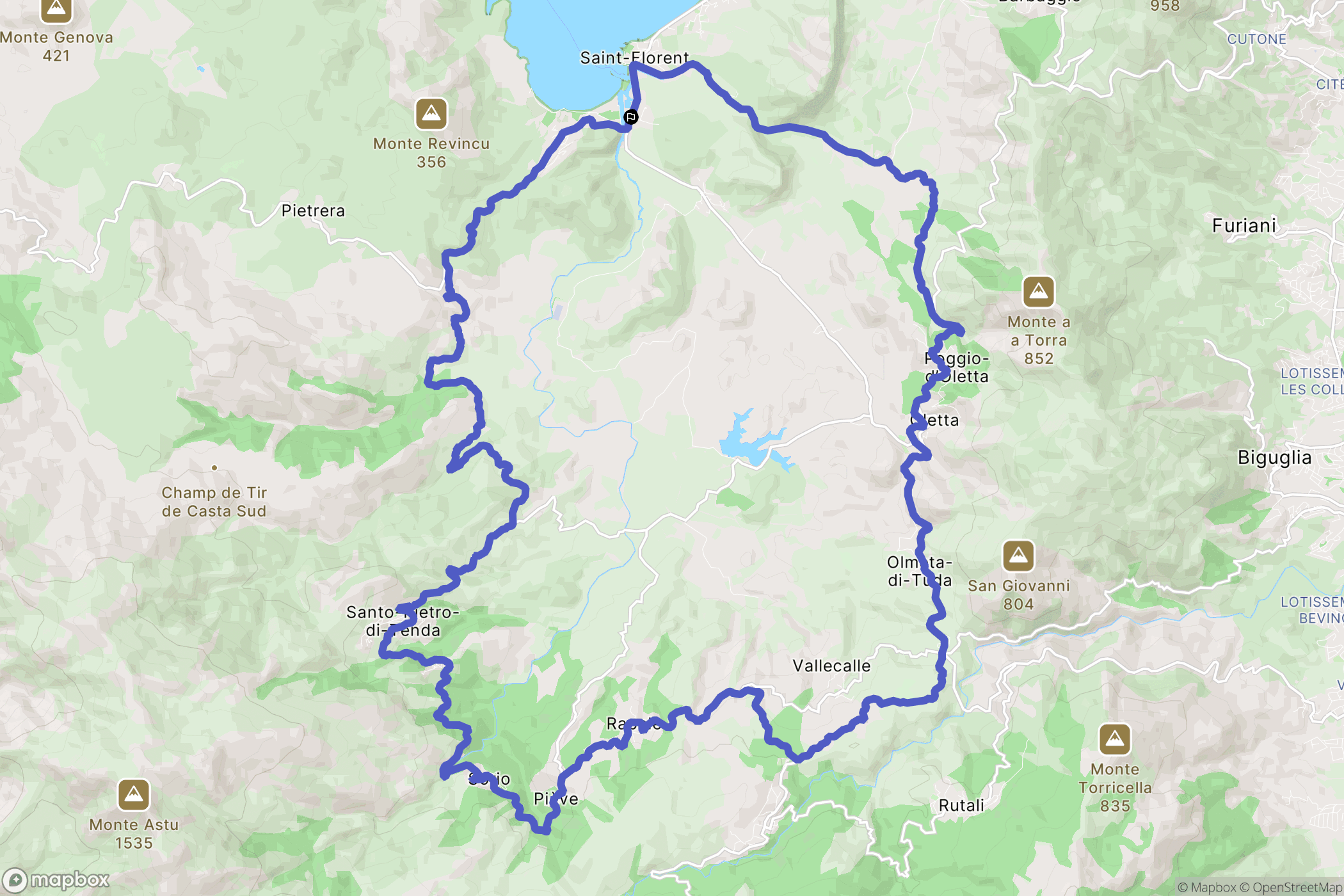Saint-Florent : carte du parcours de randonnée - France