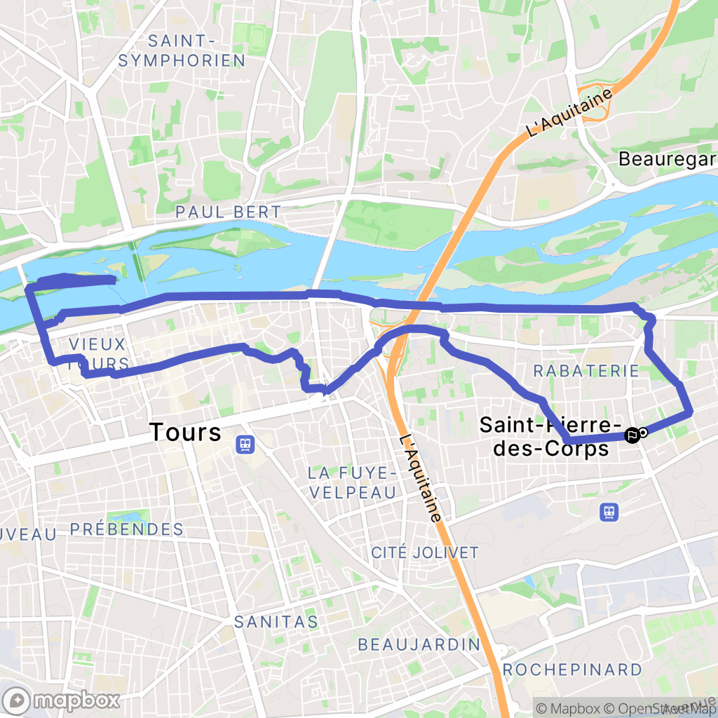 Saint-Pierre-des-Corps : carte du parcours de randonnée - France
