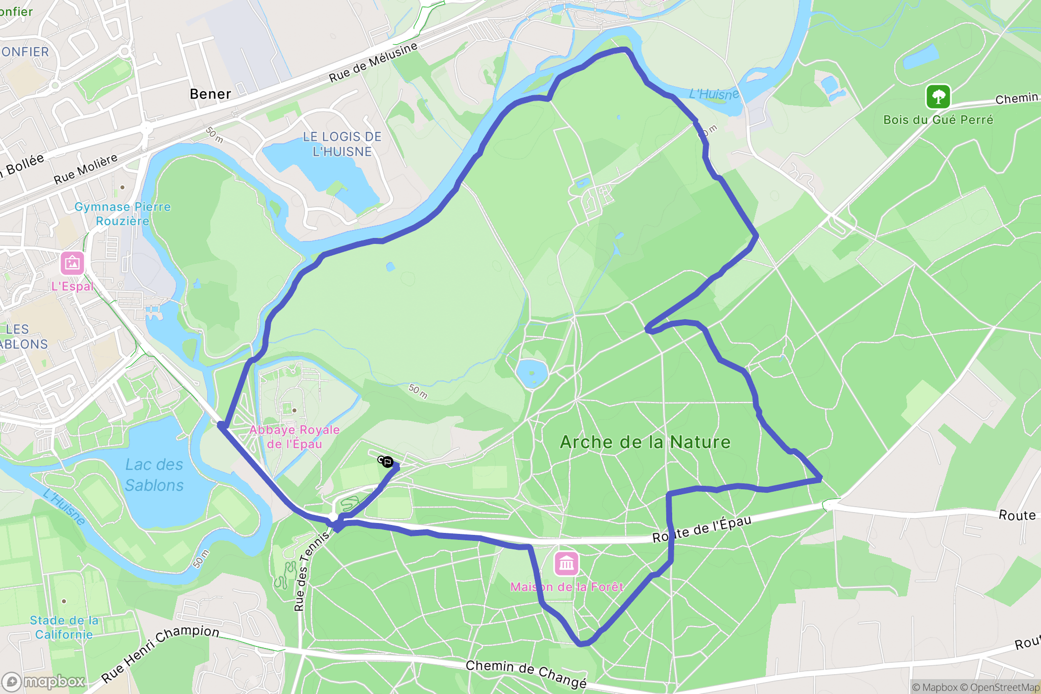 Le Mans : carte du parcours de randonnée - France