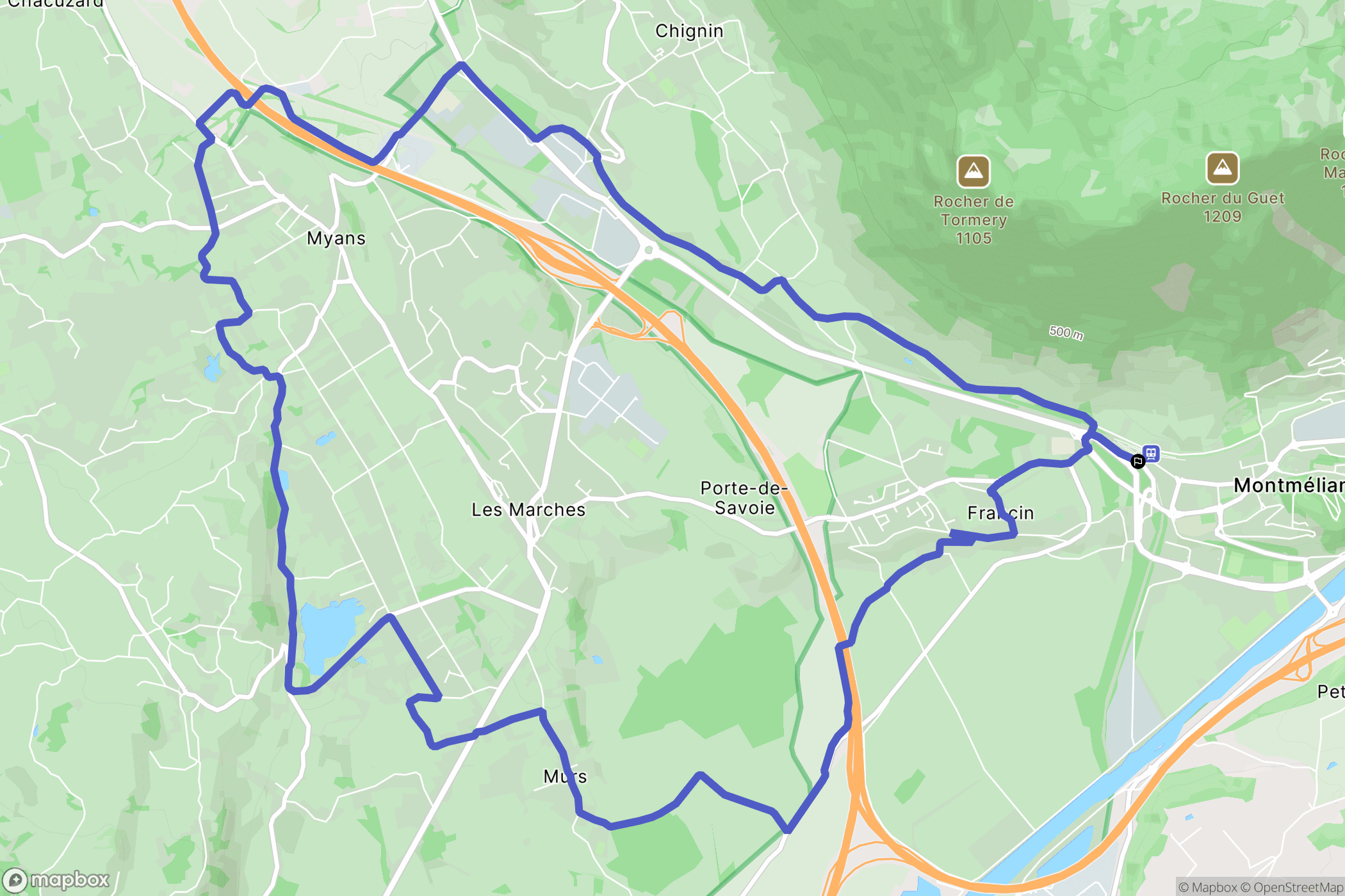 Montmélian : carte du parcours de randonnée - France