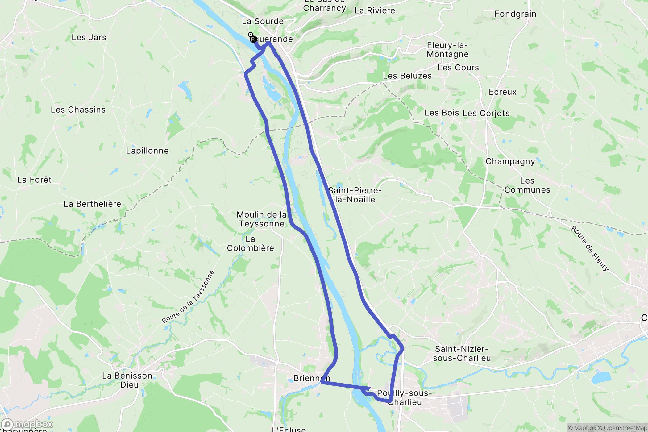 Iguerande : carte du parcours de randonnée - France