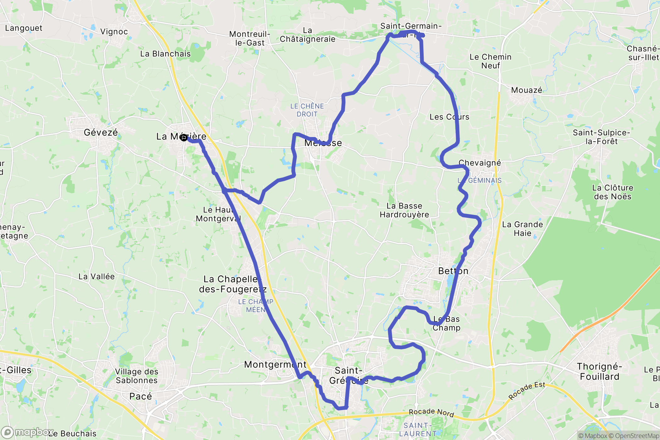 La Mézière : carte du parcours de randonnée - France