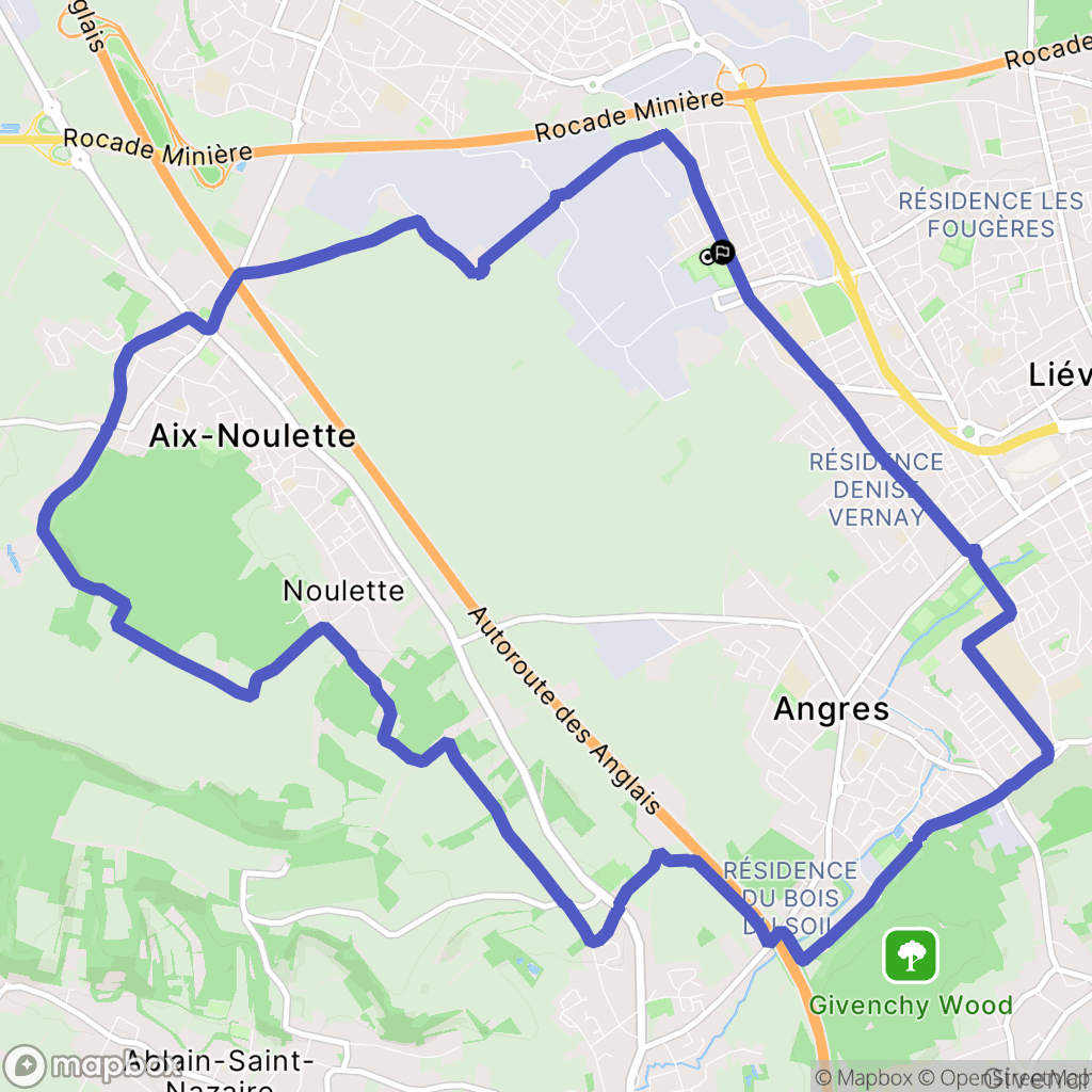 Liévin : carte du parcours de randonnée - France