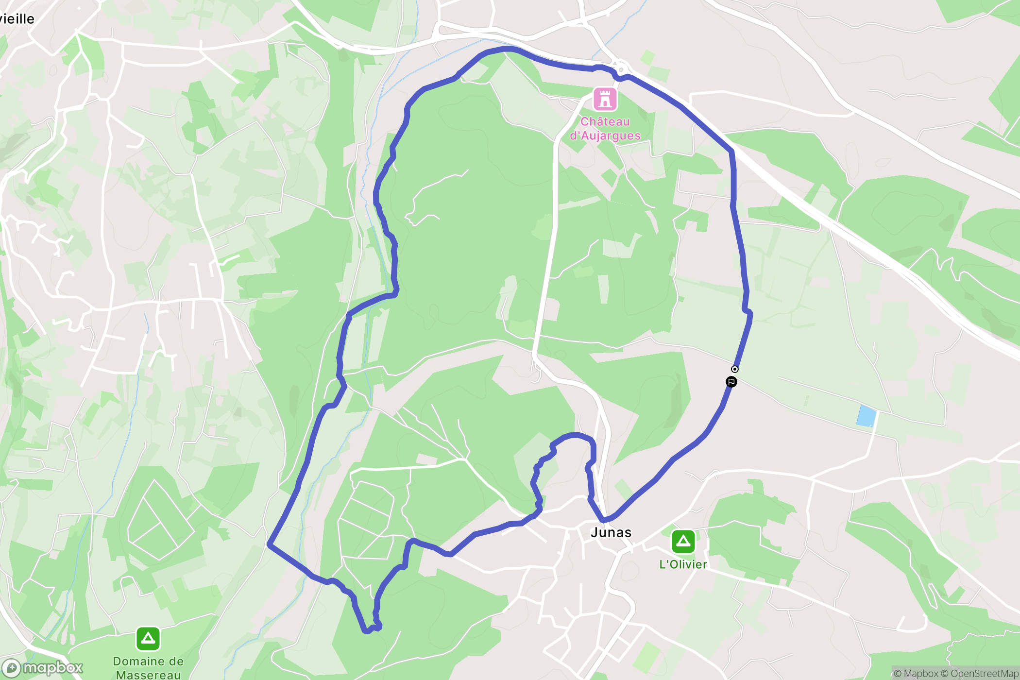 Junas : carte du parcours de randonnée - France