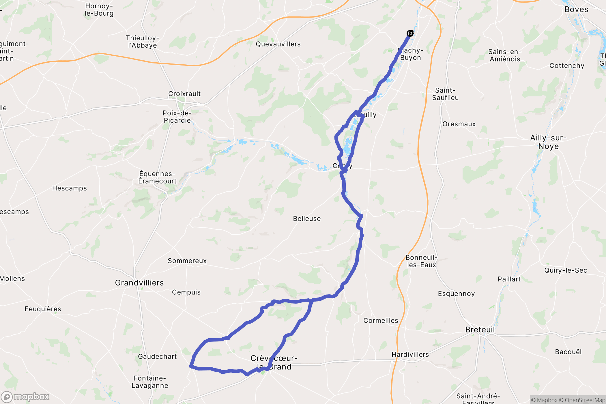 Bacouel-sur-Selle : carte du parcours de randonnée - France