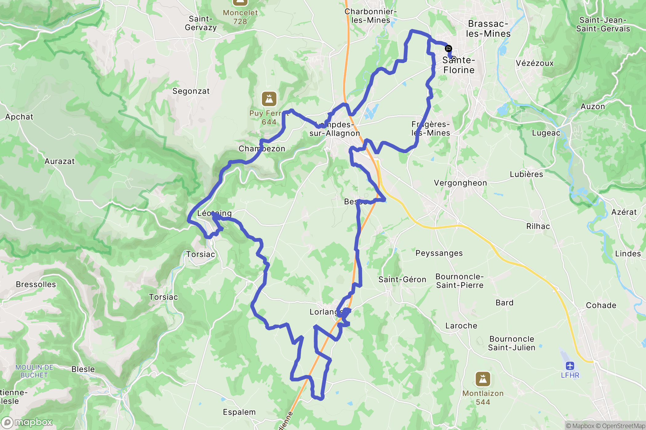 Sainte-Florine : carte du parcours de randonnée - France