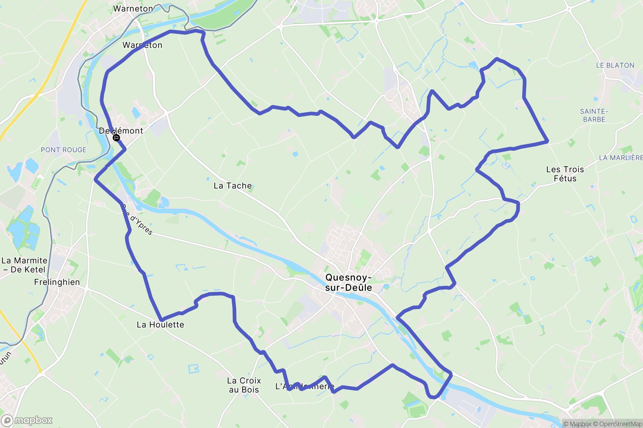 Deûlémont : carte du parcours de randonnée - France