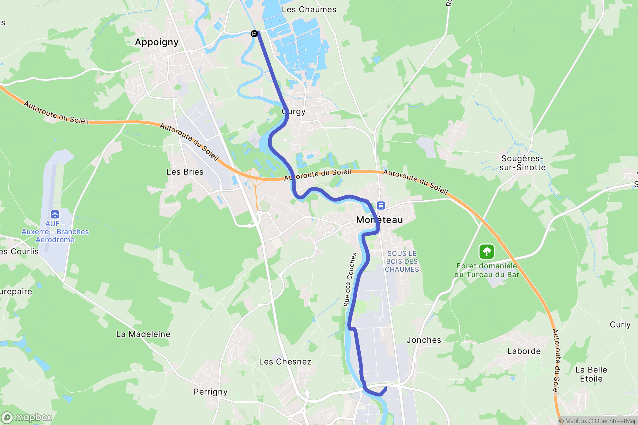 Gurgy : carte du parcours de randonnée - France
