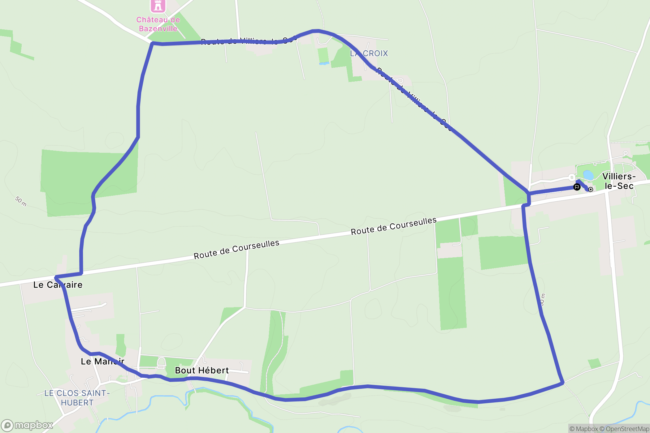 Creully sur Seulles : carte du parcours de randonnée - France