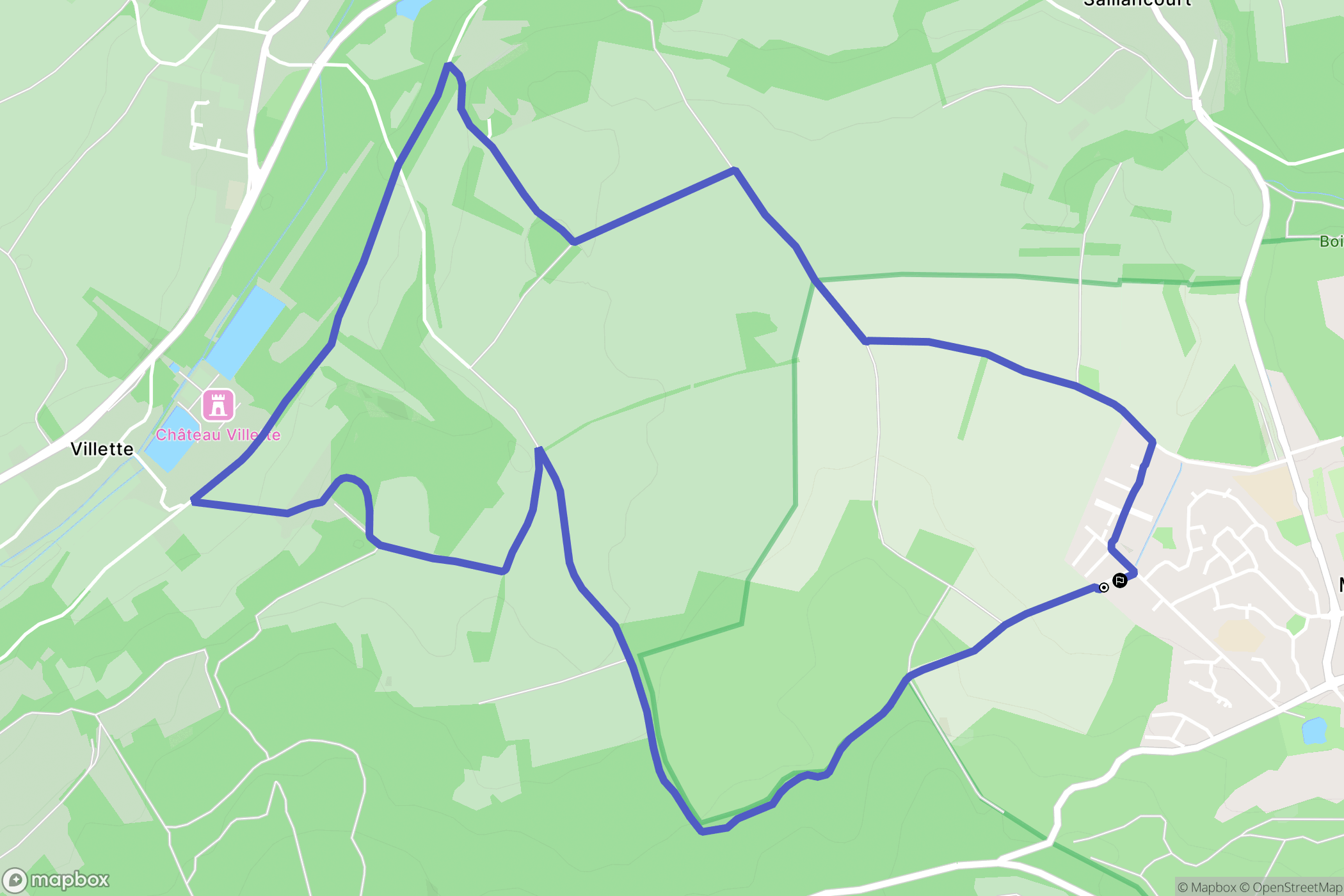 Menucourt : carte du parcours de randonnée - France