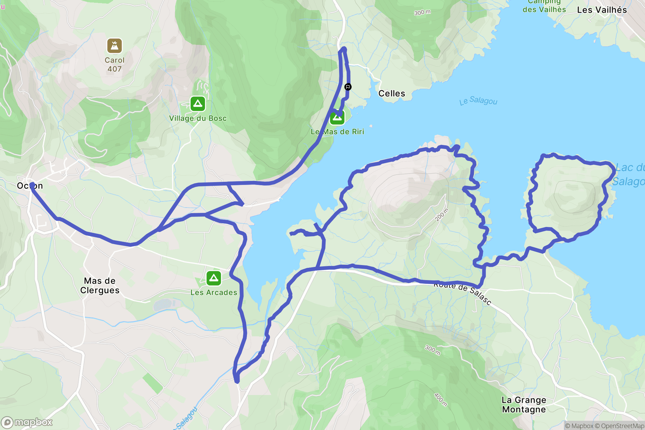 Celles : carte du parcours de randonnée - France
