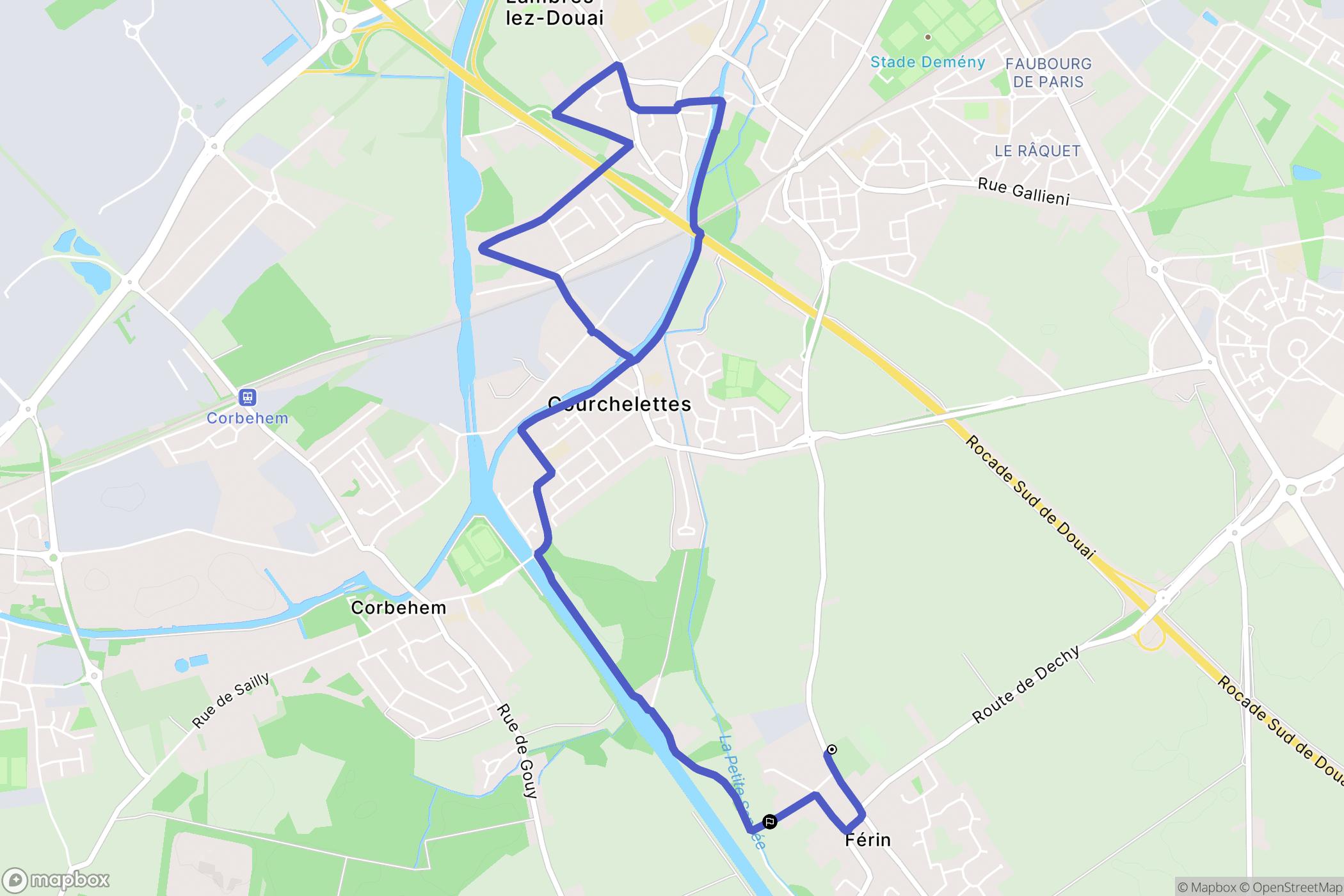 Férin : carte du parcours de randonnée - France