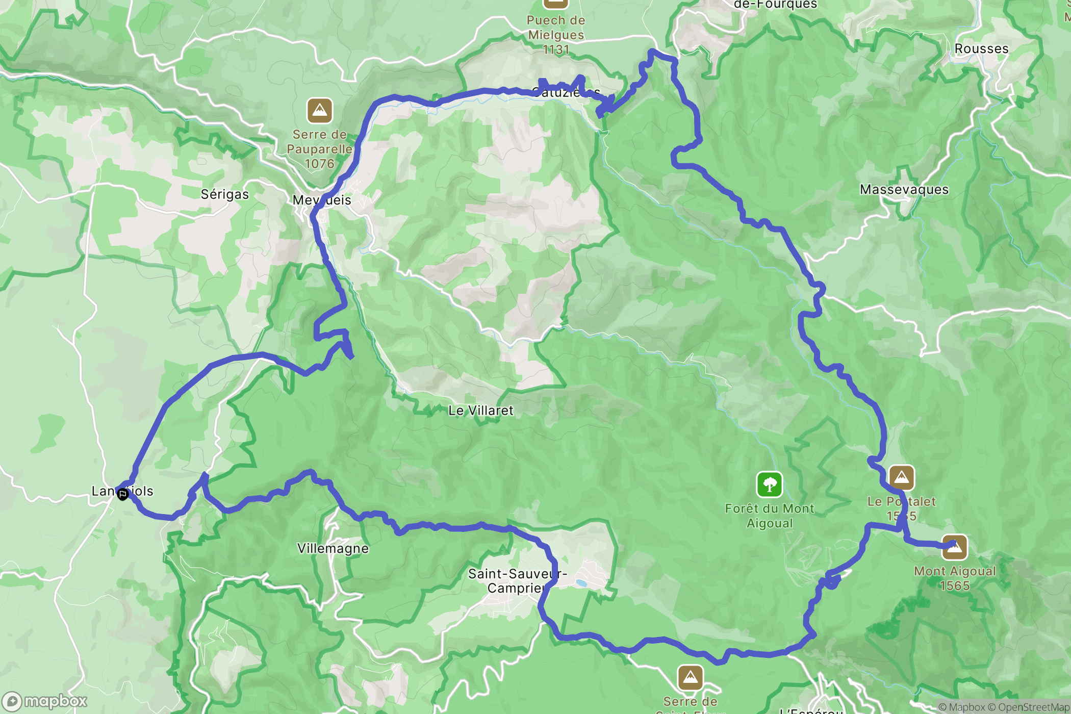 Lanuéjols : carte du parcours de randonnée - France