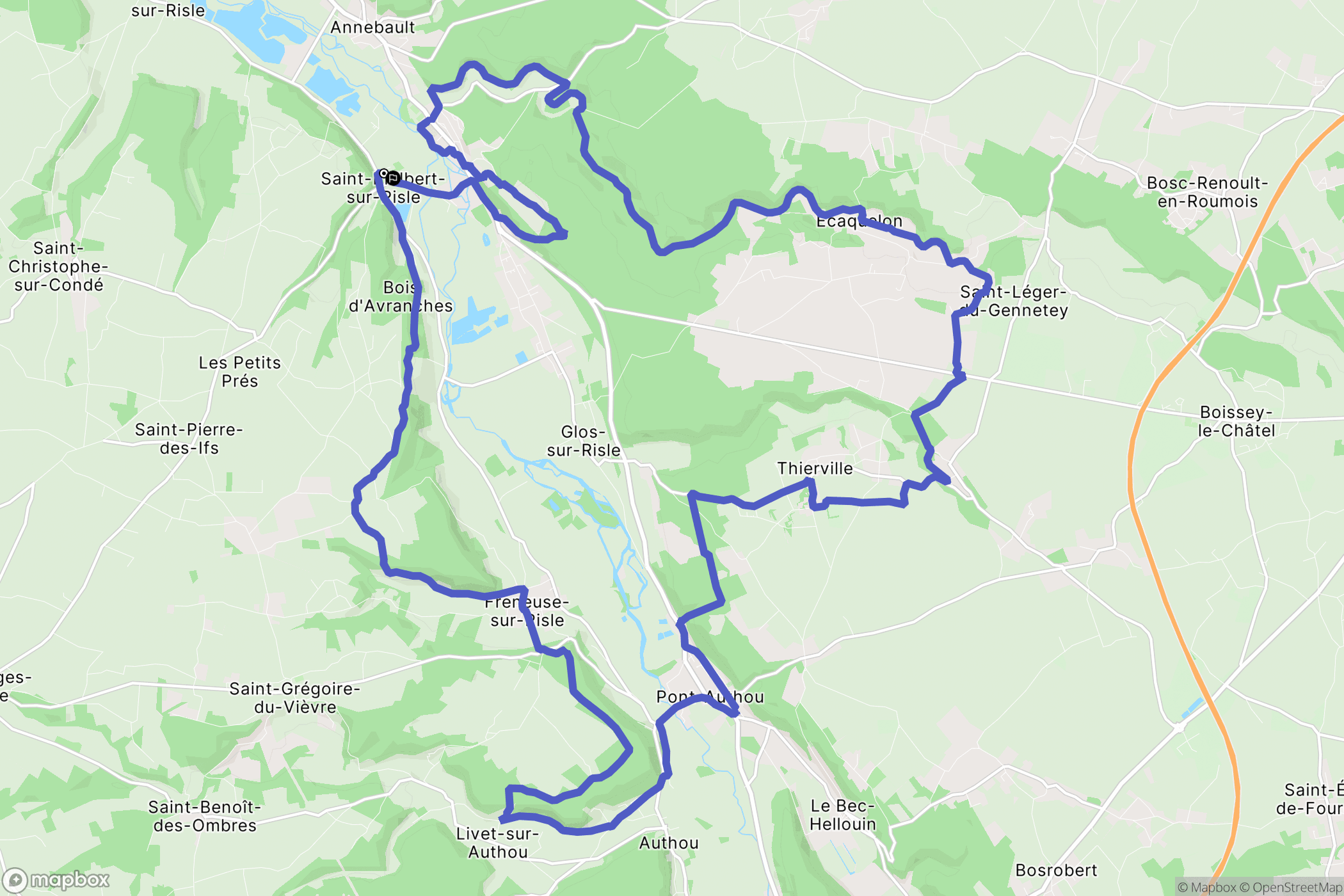 Saint-Philbert-sur-Risle : carte du parcours de randonnée - France