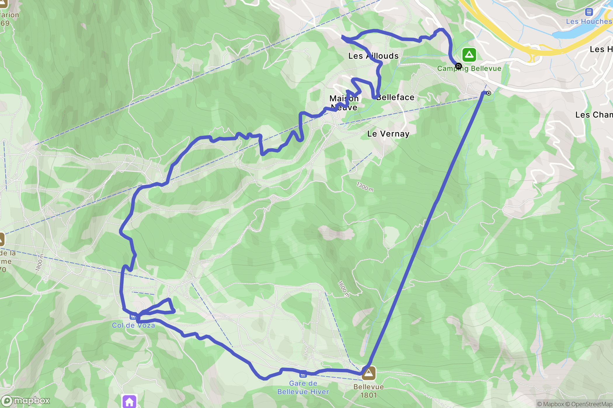 Les Houches : carte du parcours de randonnée - France