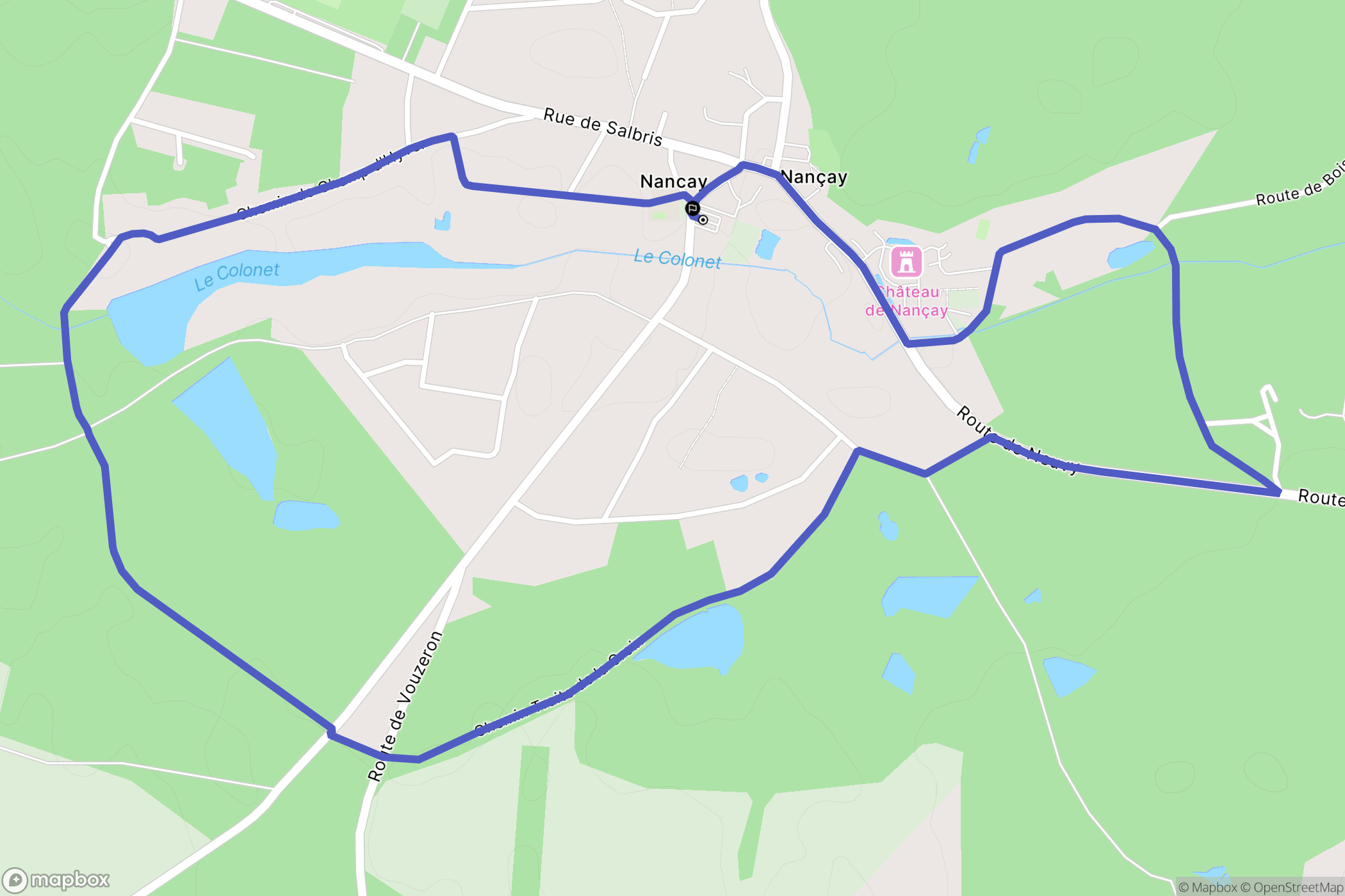 Nançay : carte du parcours de randonnée - France