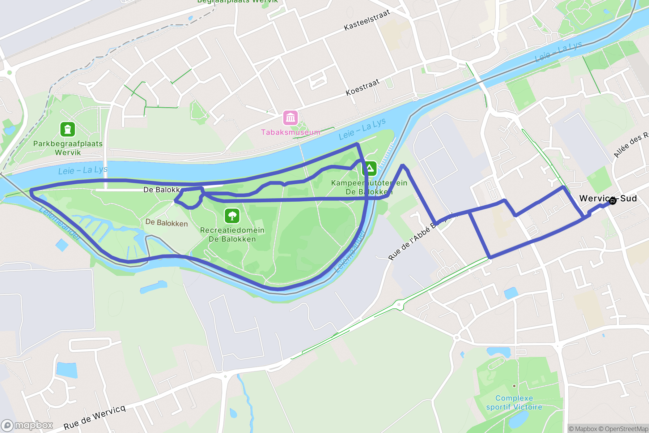 Wervicq-Sud : carte du parcours de randonnée - France
