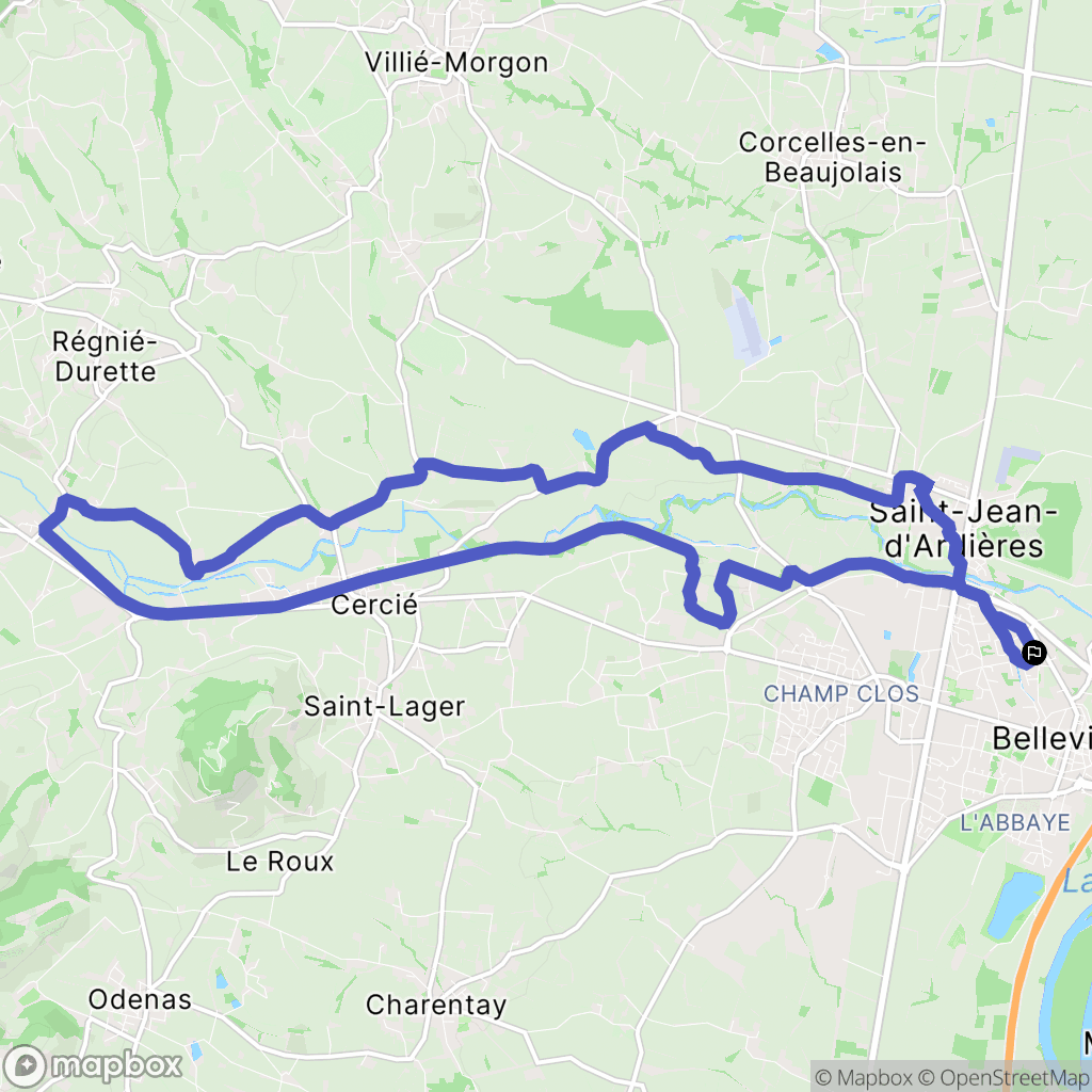 Belleville-en-Beaujolais : carte du parcours de randonnée - France