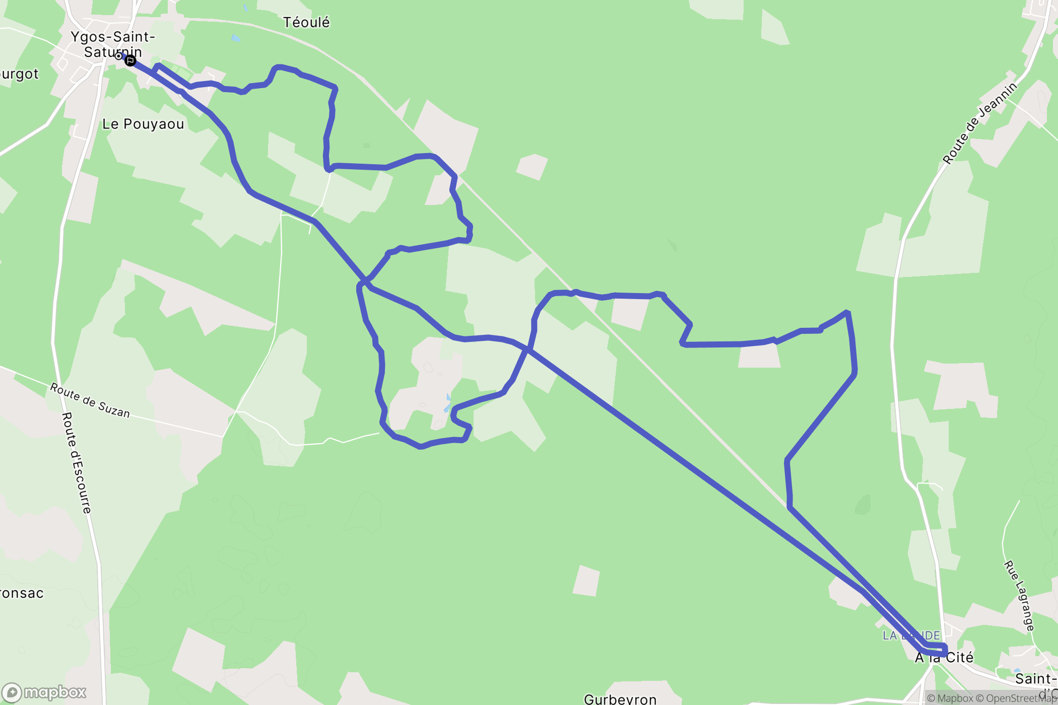 Ygos-Saint-Saturnin : carte du parcours de randonnée - France