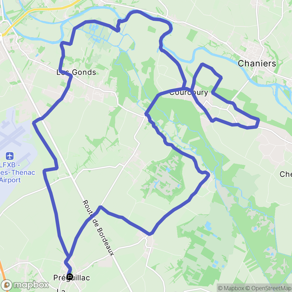 Préguillac : carte du parcours de randonnée - France