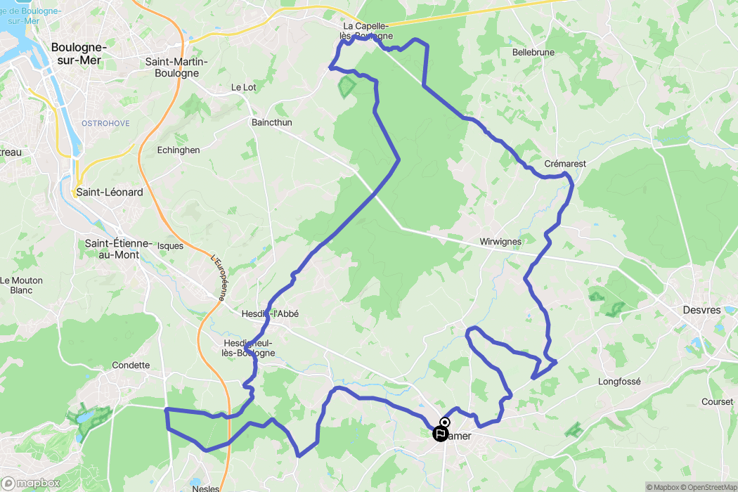 Samer : carte du parcours de randonnée - France