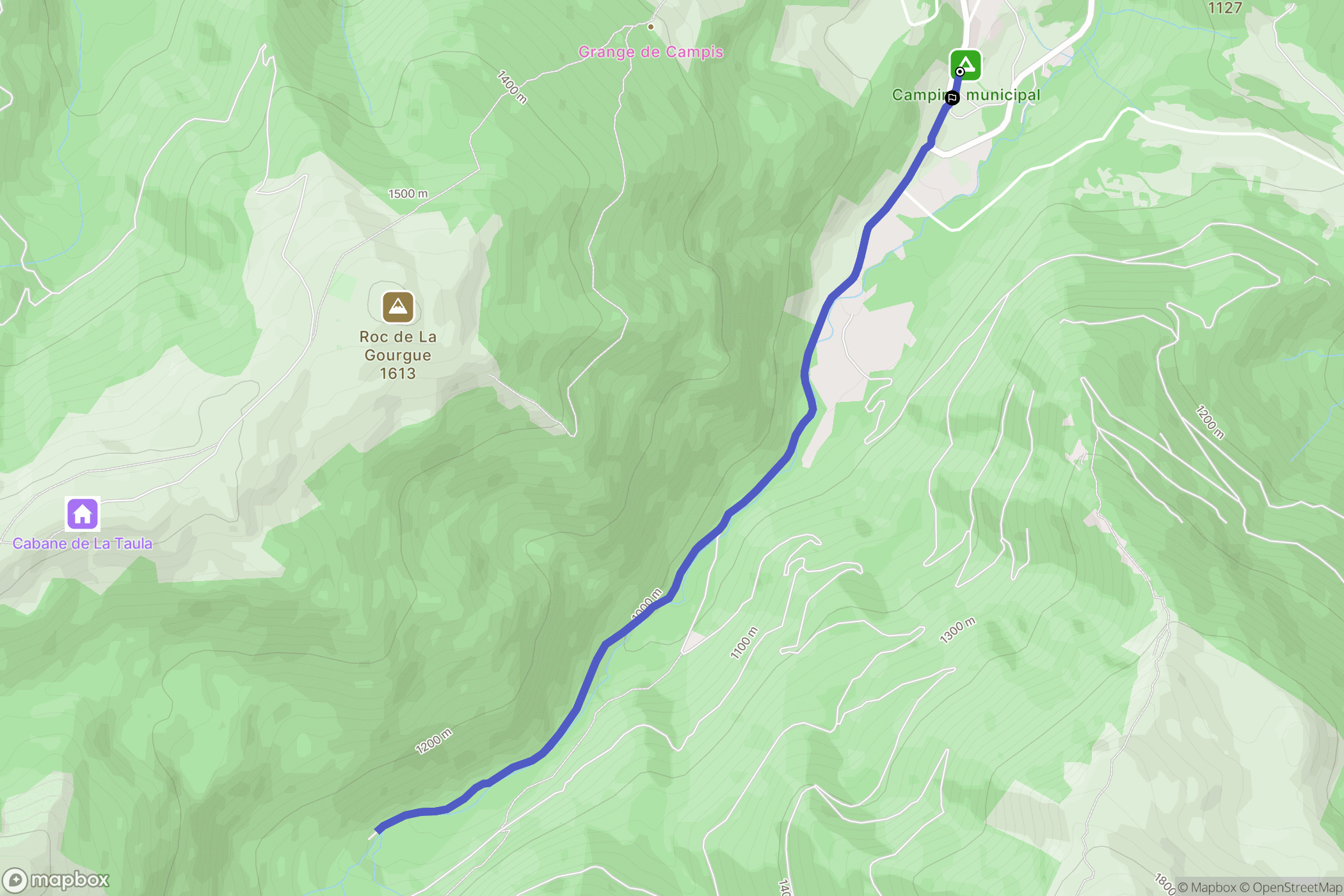 Montségur : carte du parcours de randonnée - France