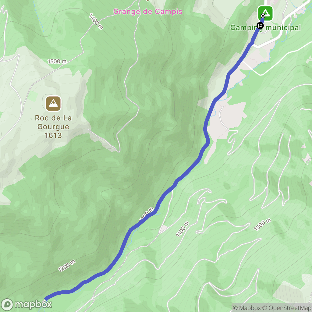 Montségur : carte du parcours de randonnée - France