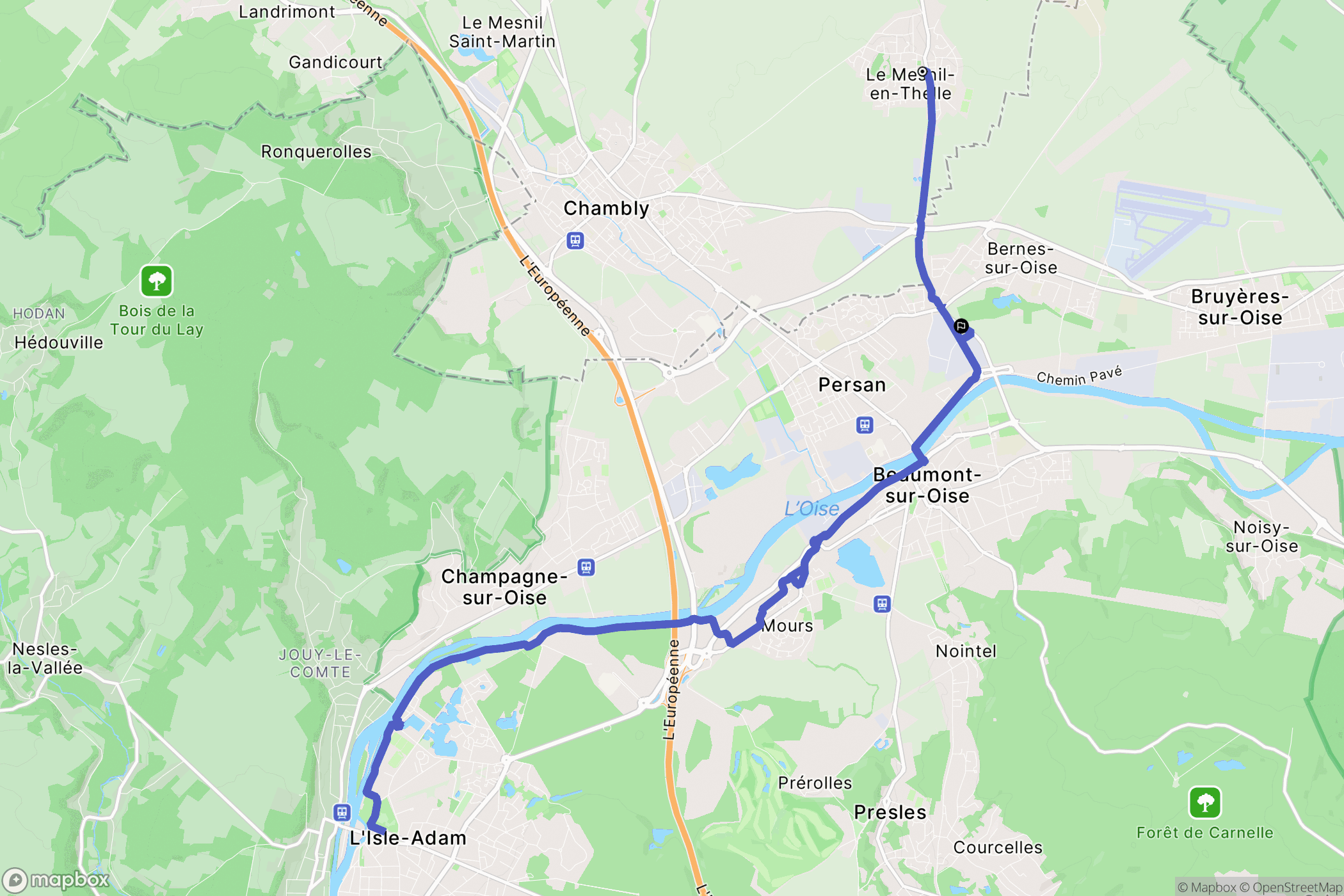 Le Mesnil-en-Thelle : carte du parcours de randonnée - France