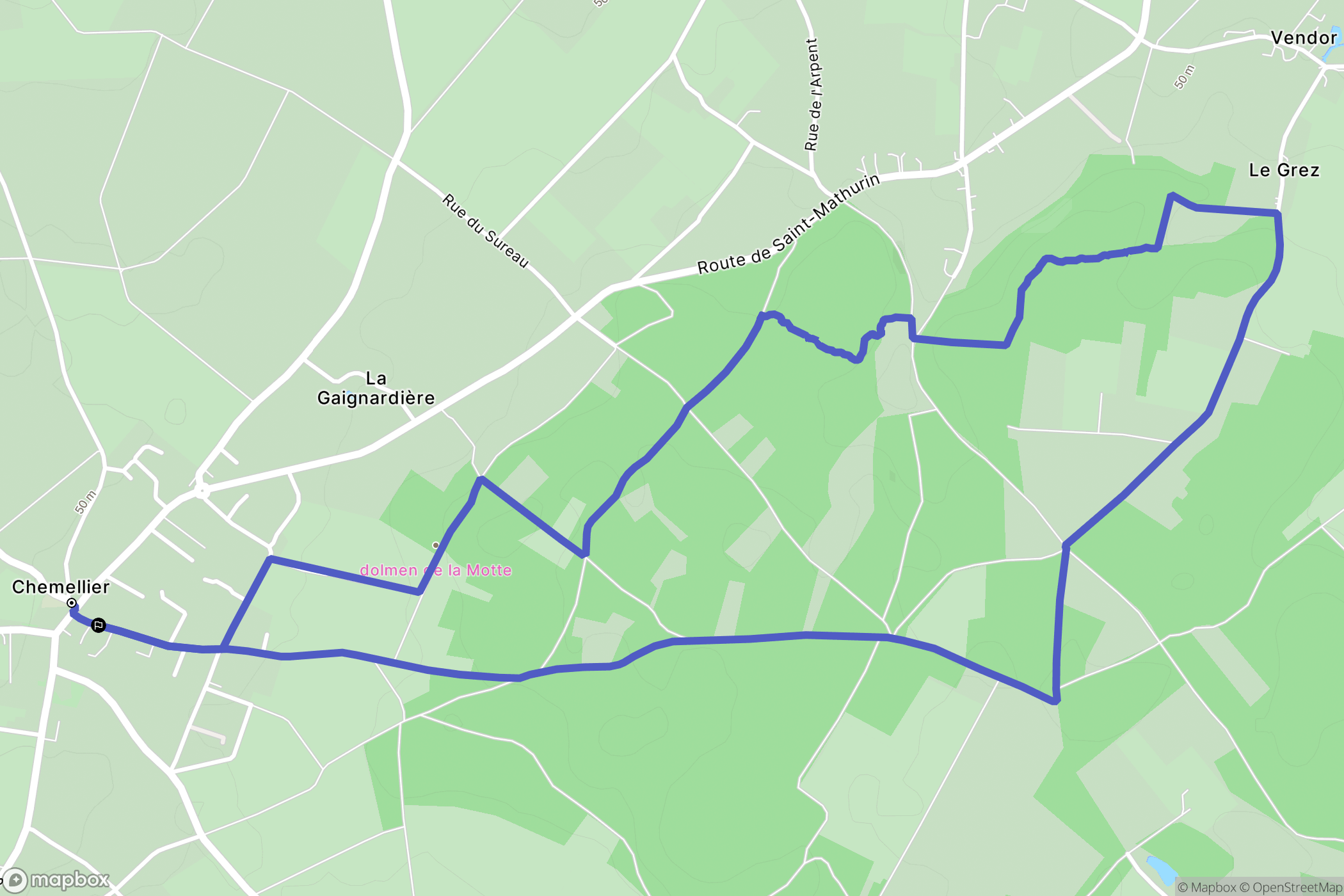 Chemellier : carte du parcours de randonnée - France