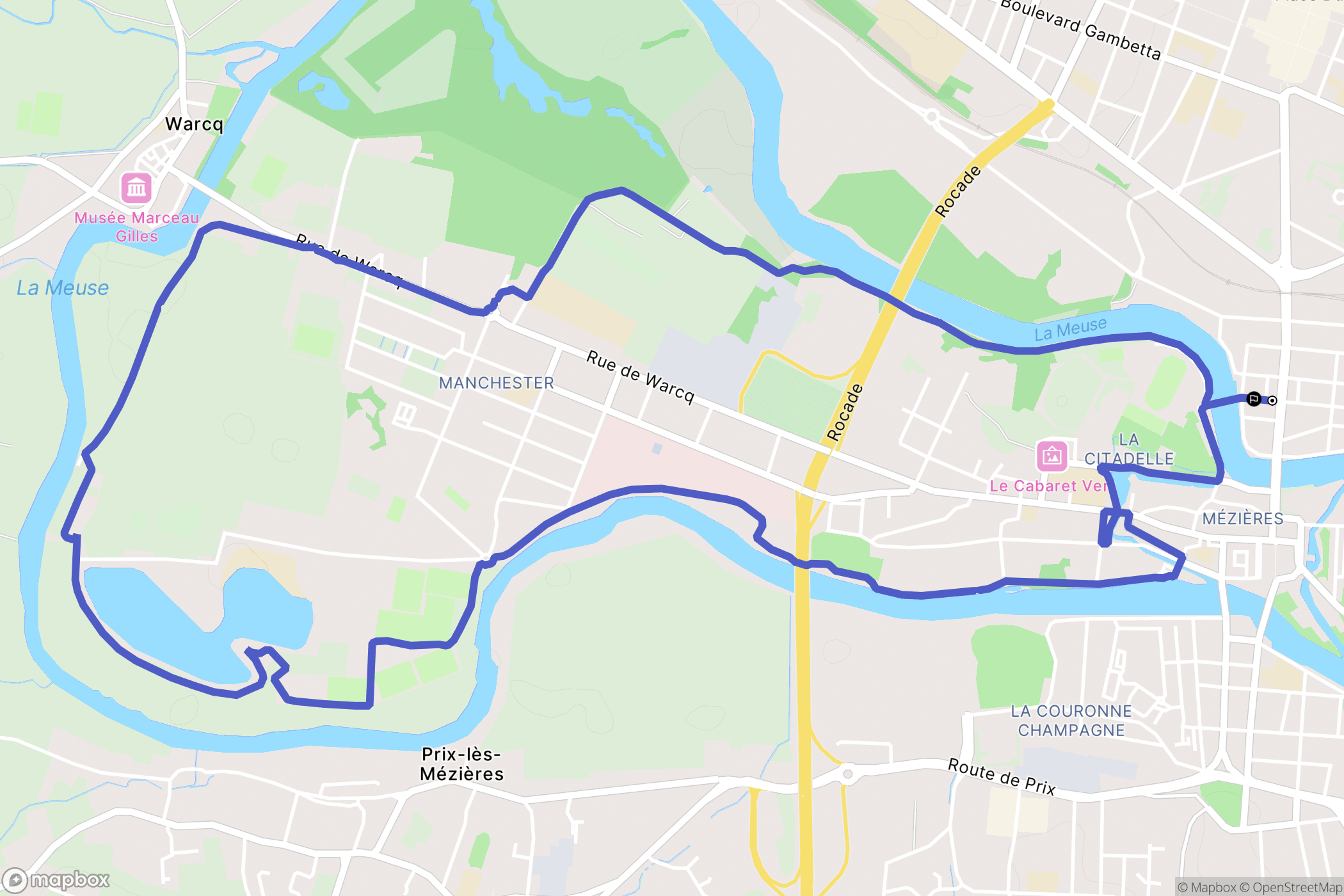 Charleville-Mézières : carte du parcours de randonnée - France