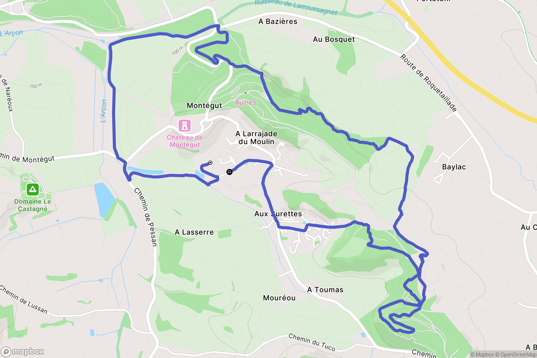 Montegut : carte du parcours de randonnée - France