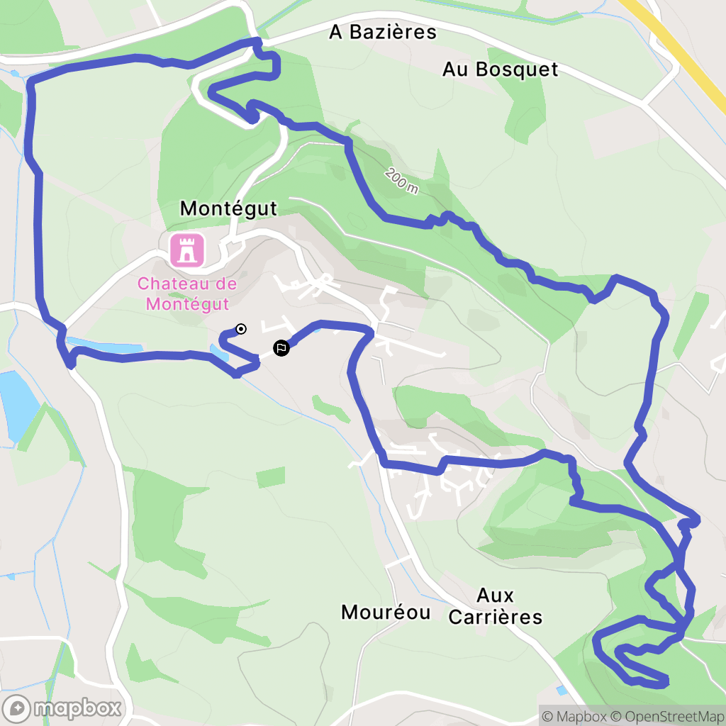 Montegut : carte du parcours de randonnée - France