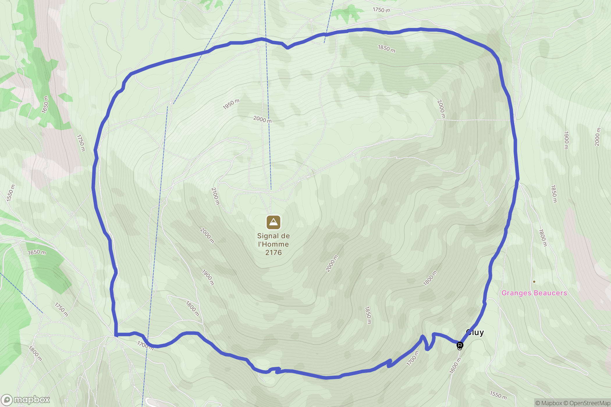 Auris : carte du parcours de randonnée - France