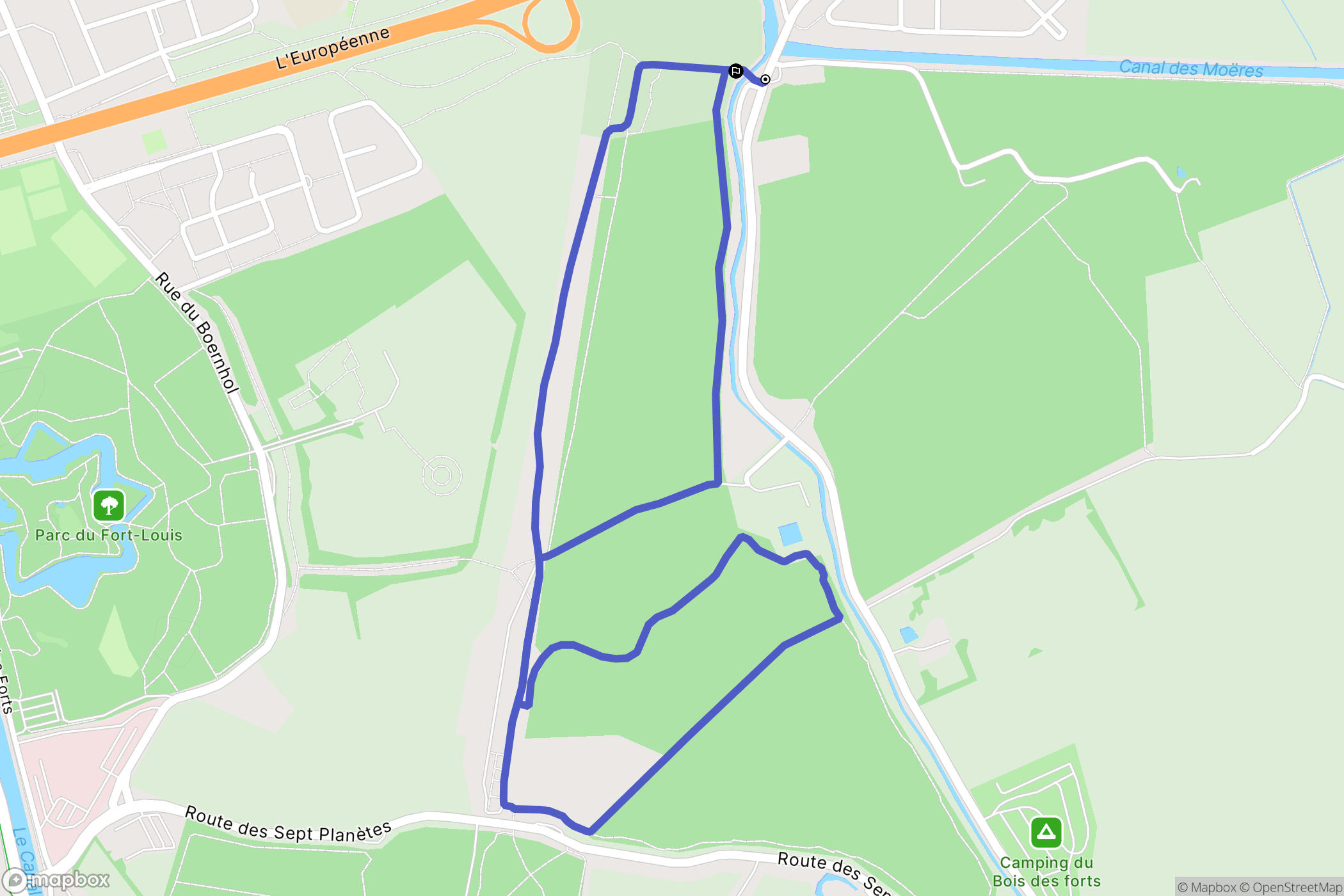 Coudekerque-Branche : carte du parcours de randonnée - France