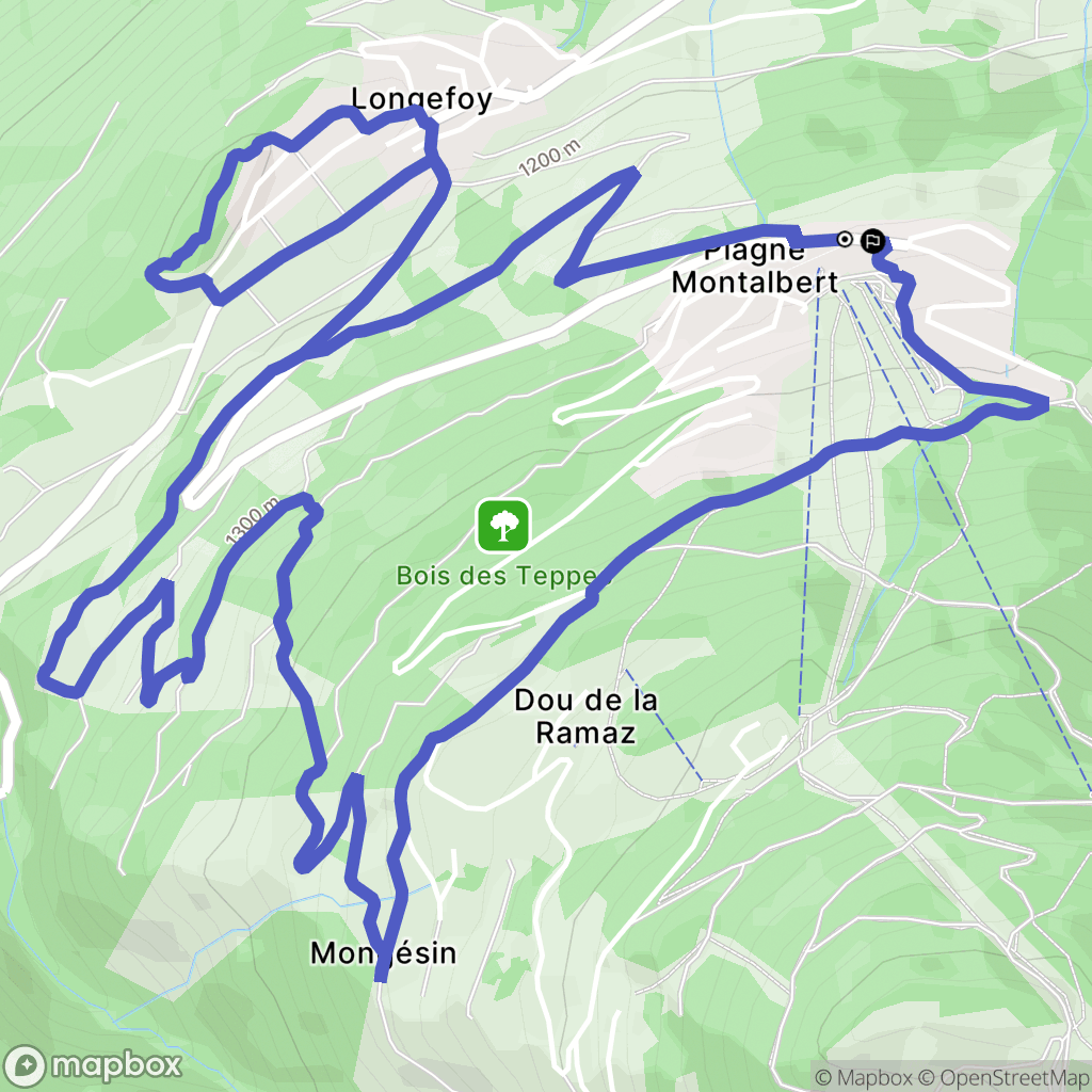Aime-la-Plagne : carte du parcours de randonnée - France