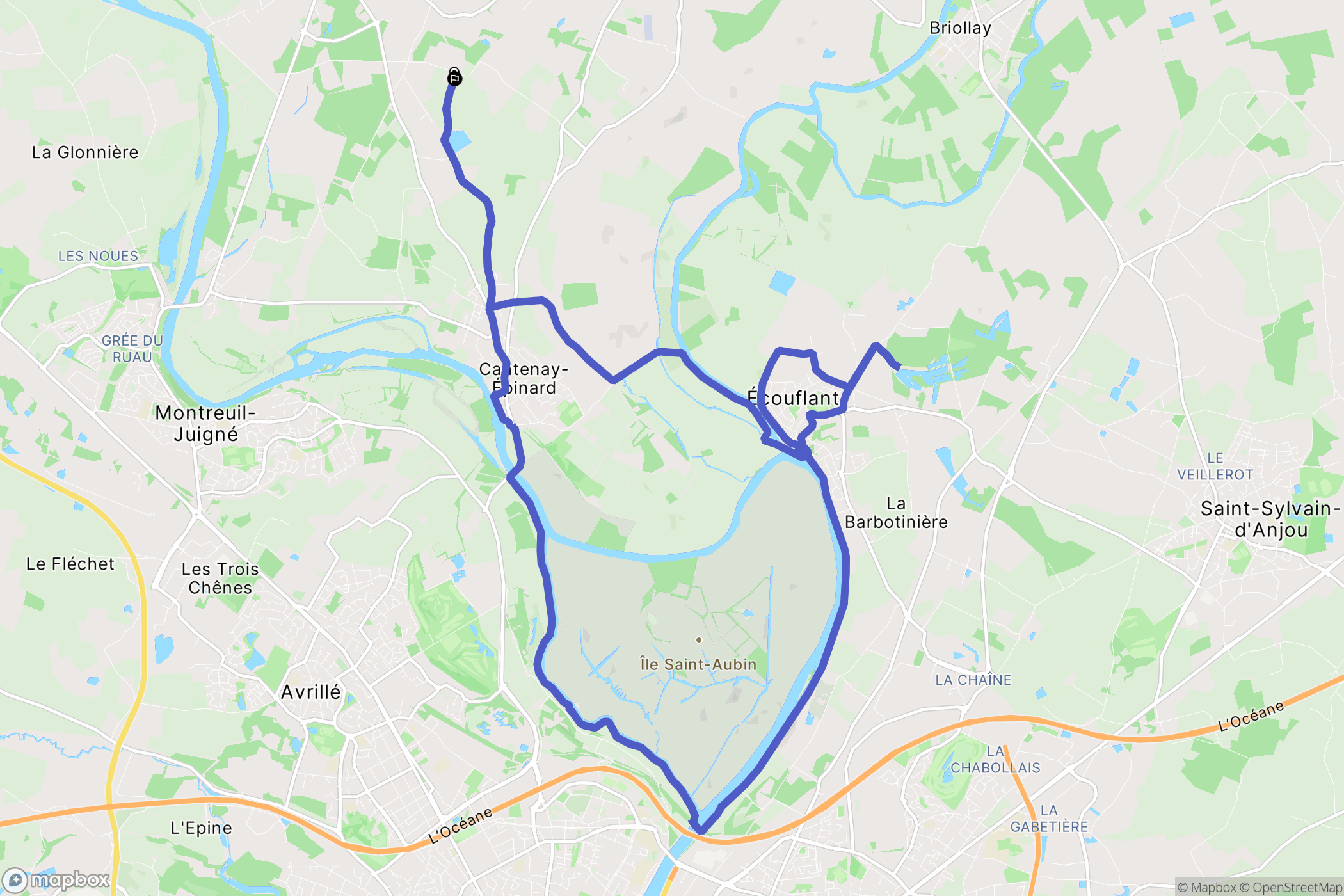 Feneu : carte du parcours de randonnée - France