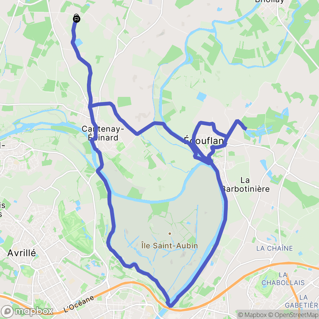 Feneu : carte du parcours de randonnée - France