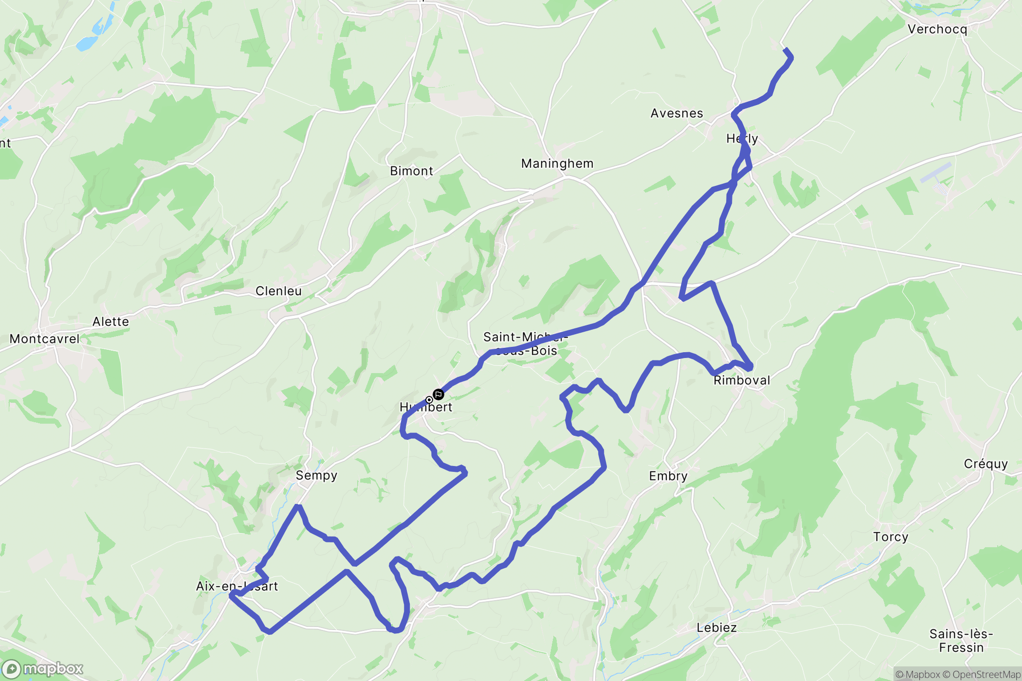 Humbert : carte du parcours de randonnée - France