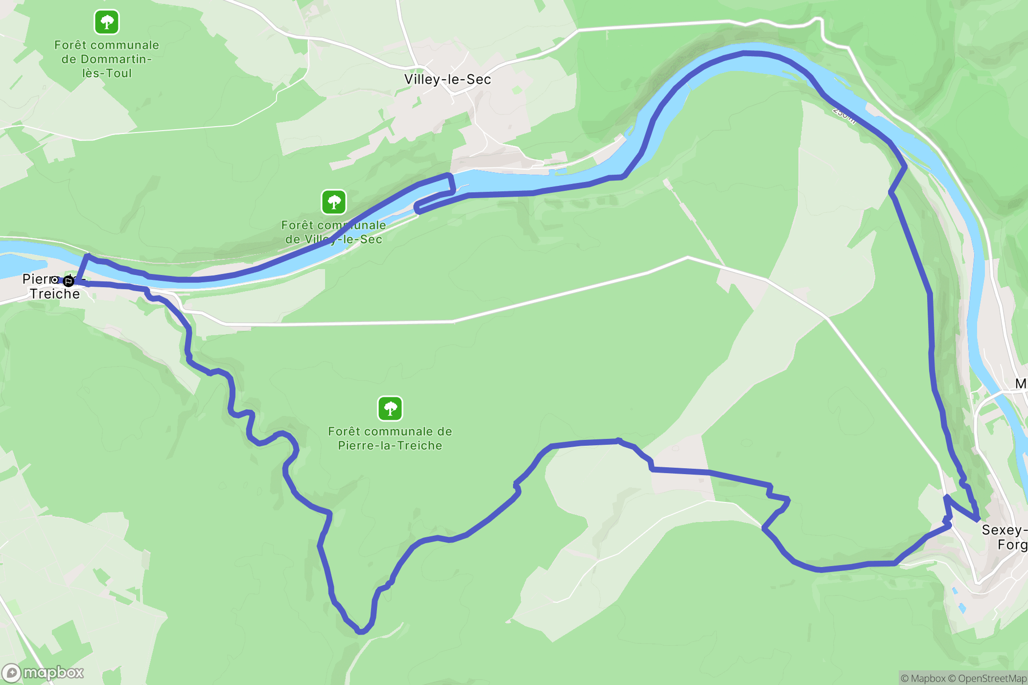 Pierre-la-Treiche : carte du parcours de randonnée - France