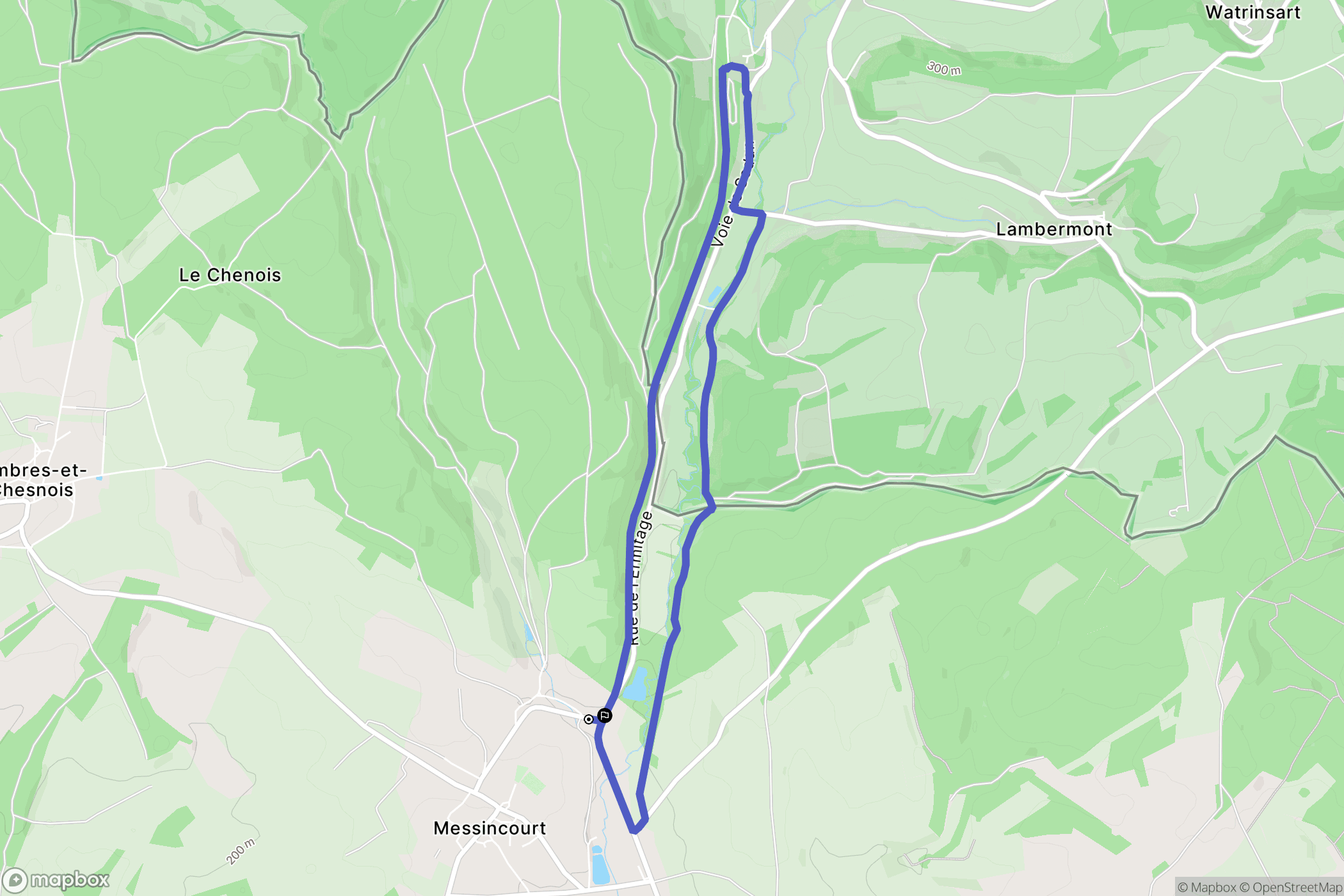 Messincourt : carte du parcours de randonnée - France