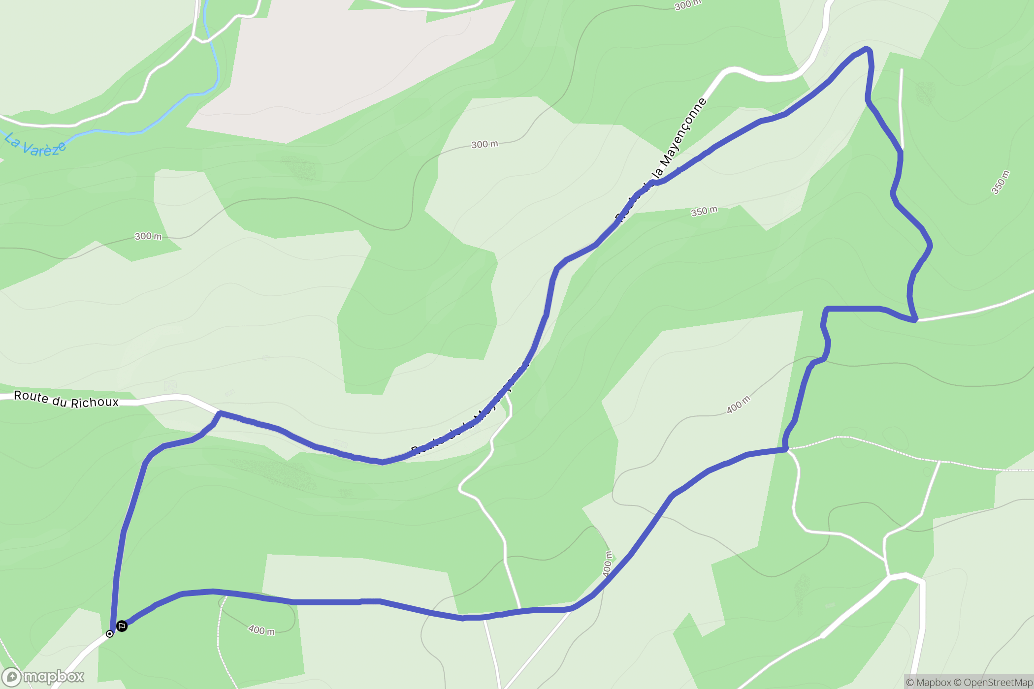 Assieu : carte du parcours de randonnée - France