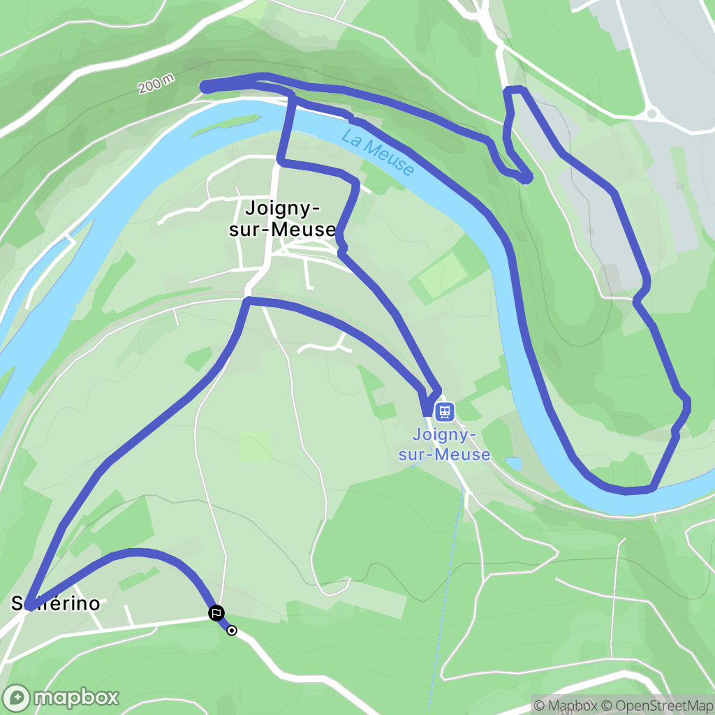 Joigny-sur-Meuse : carte du parcours de randonnée - France