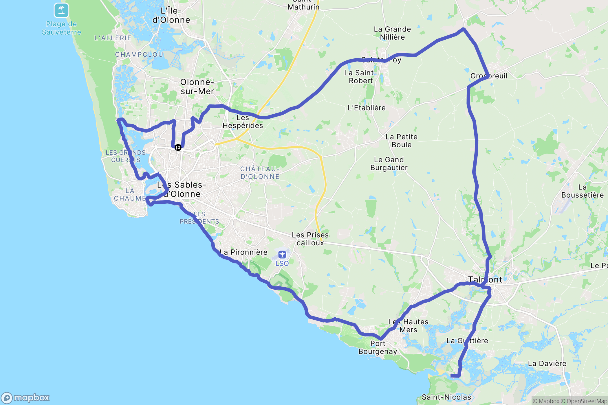 Les Sables-d'Olonne : carte du parcours de randonnée - France