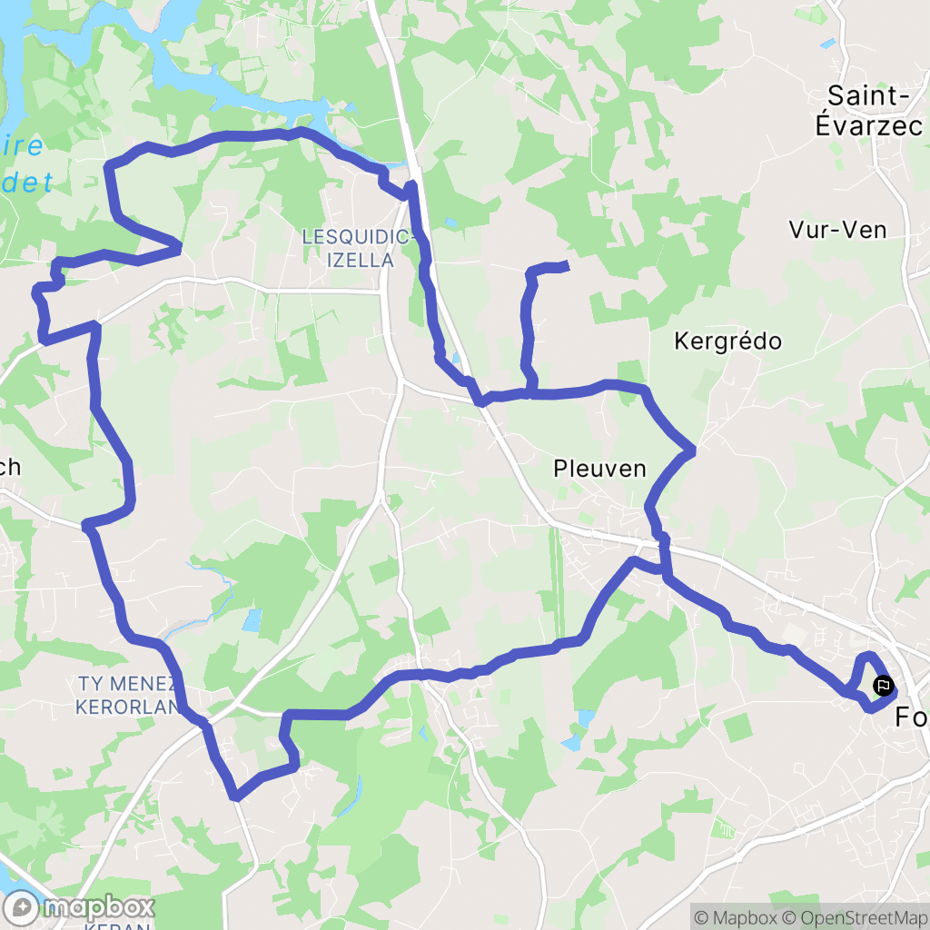 Fouesnant : carte du parcours de randonnée - France