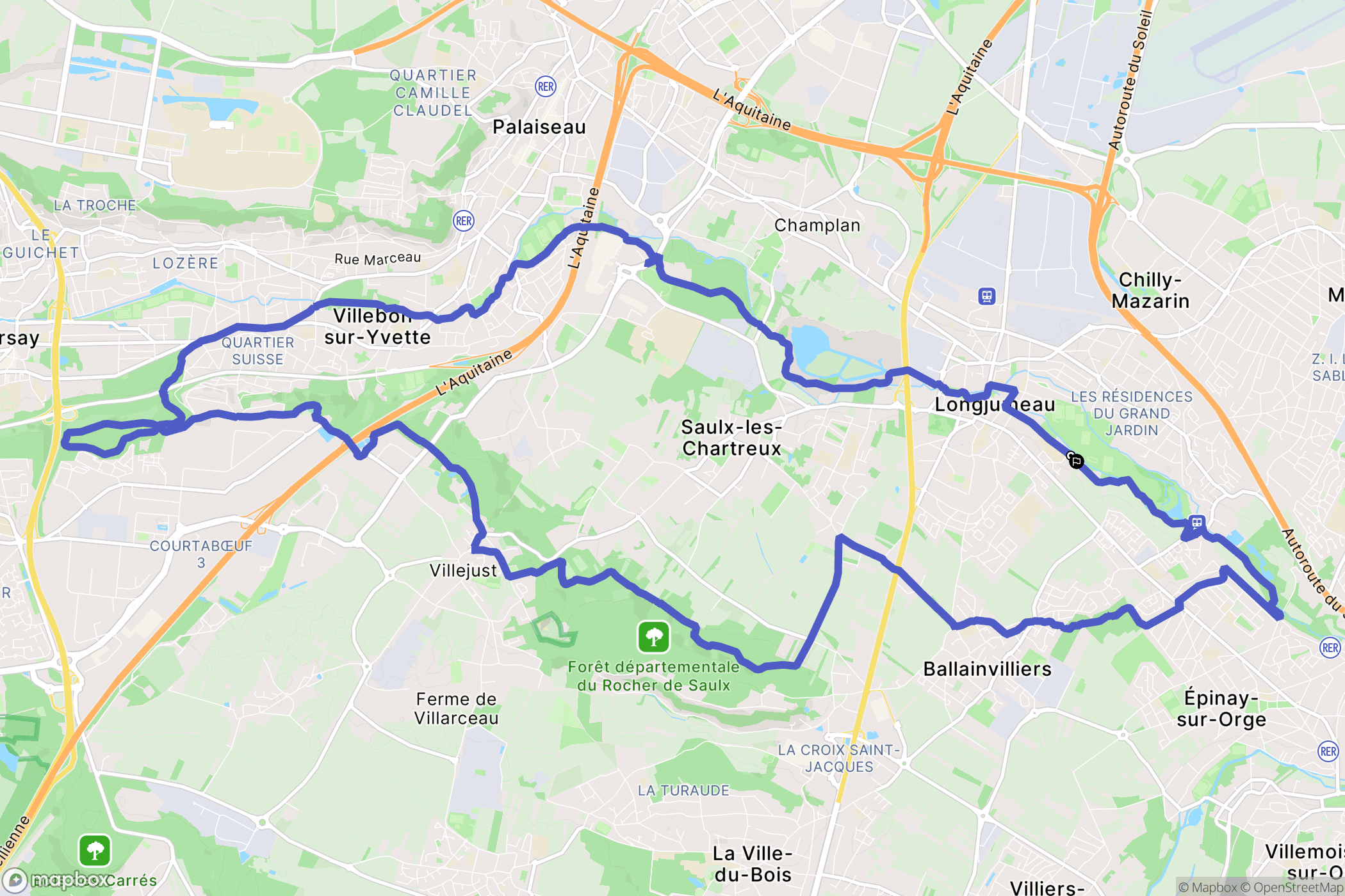 Longjumeau : carte du parcours de randonnée - France