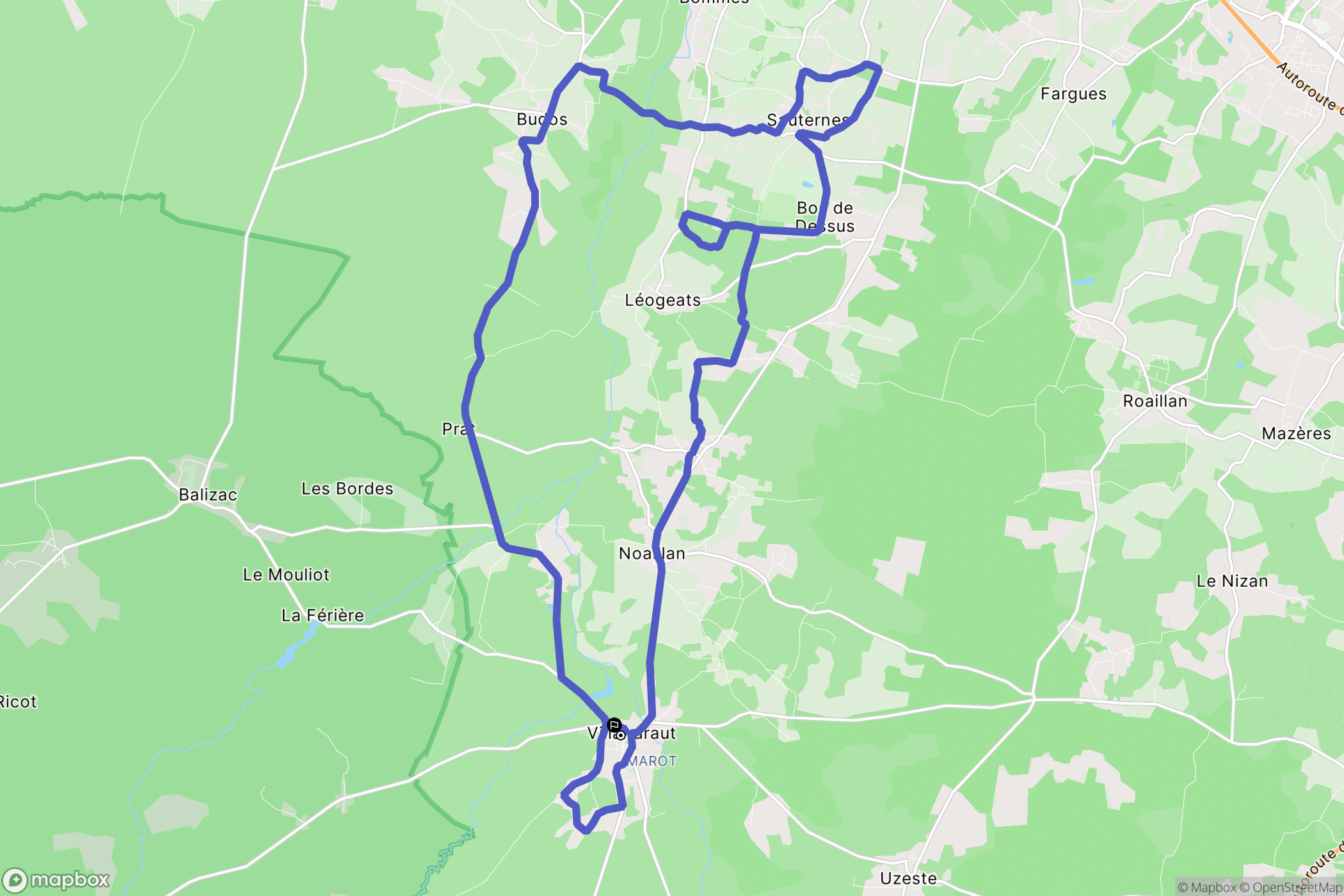 Villandraut : carte du parcours de randonnée - France