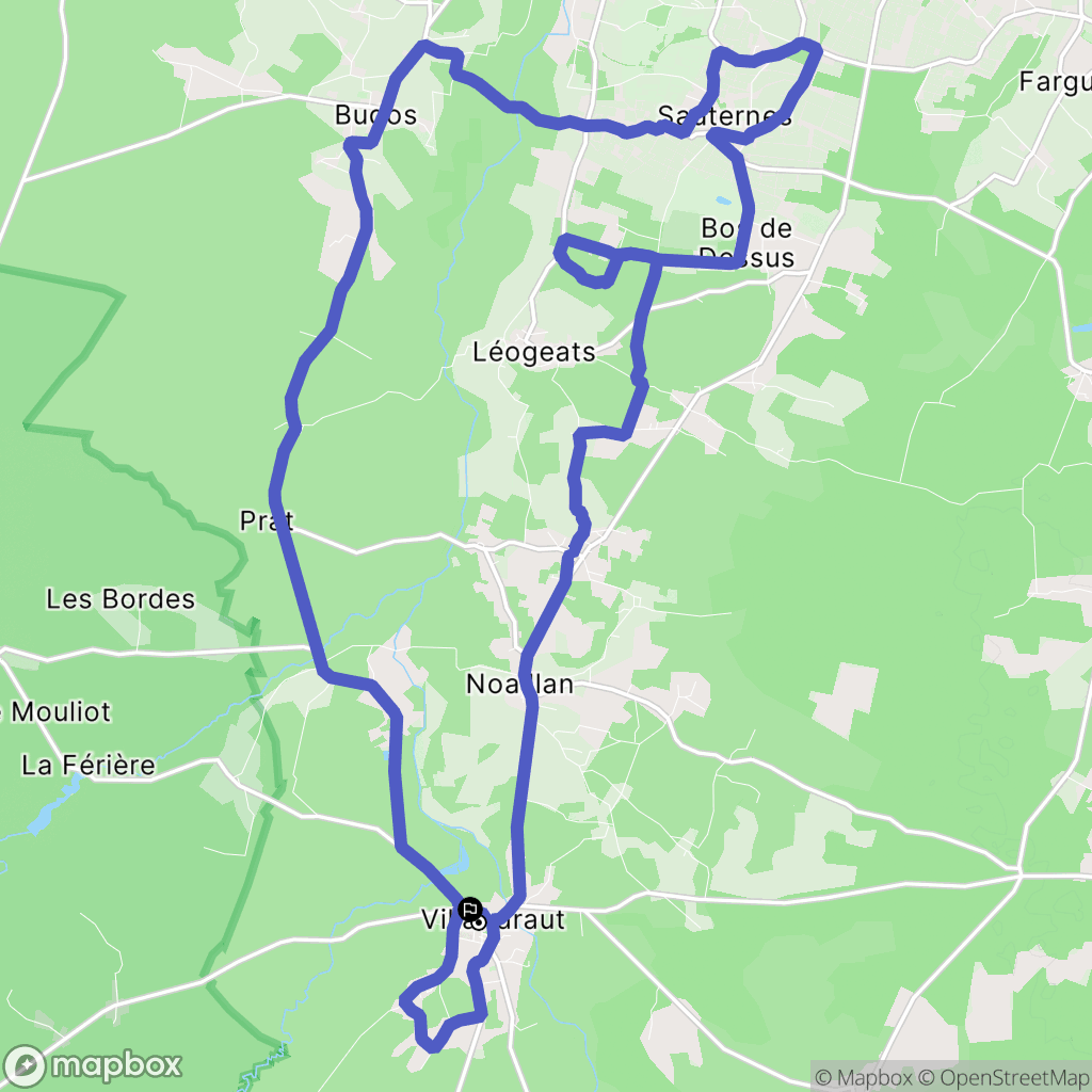 Villandraut : carte du parcours de randonnée - France